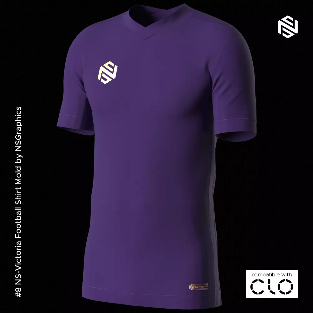 NS-Victoria Football Shirt for CLO3D-Marvelous Designer 3D model