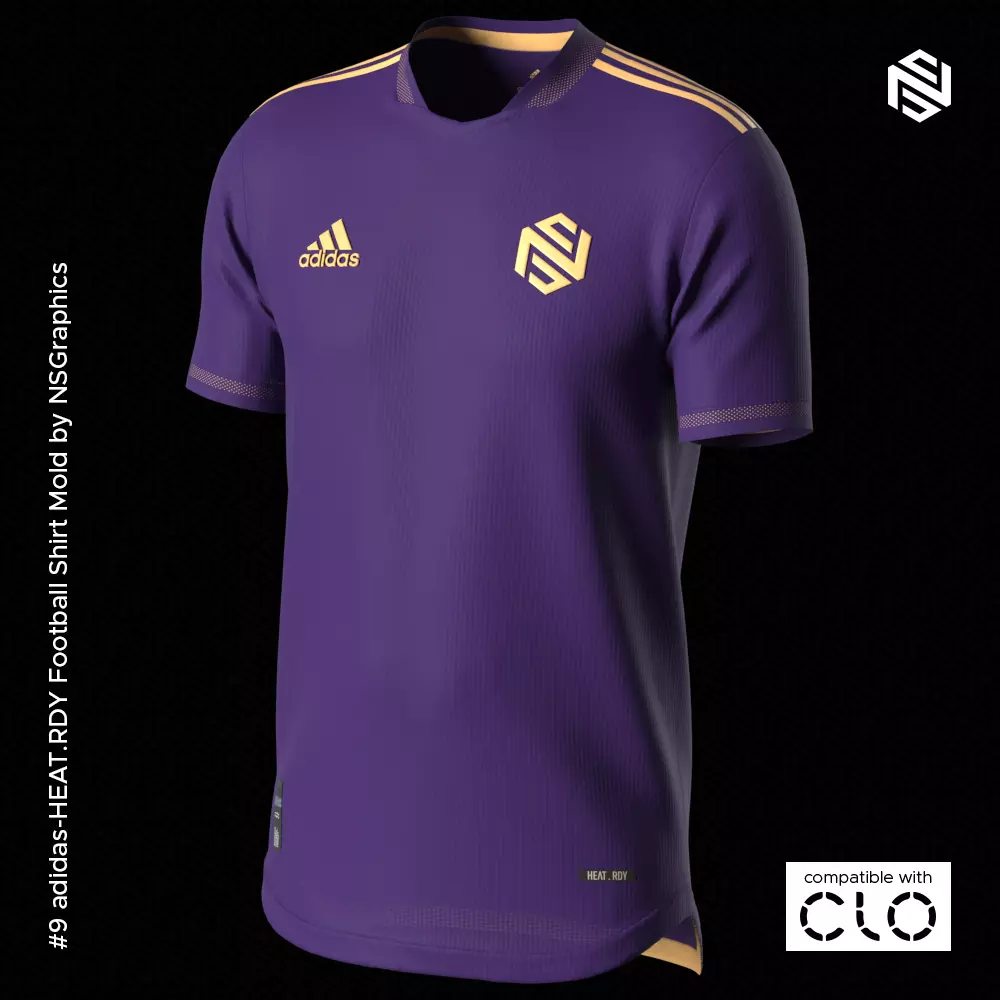 adidas HEATRDY Football Shirt for CLO3D-Marvelous Designer 3D model