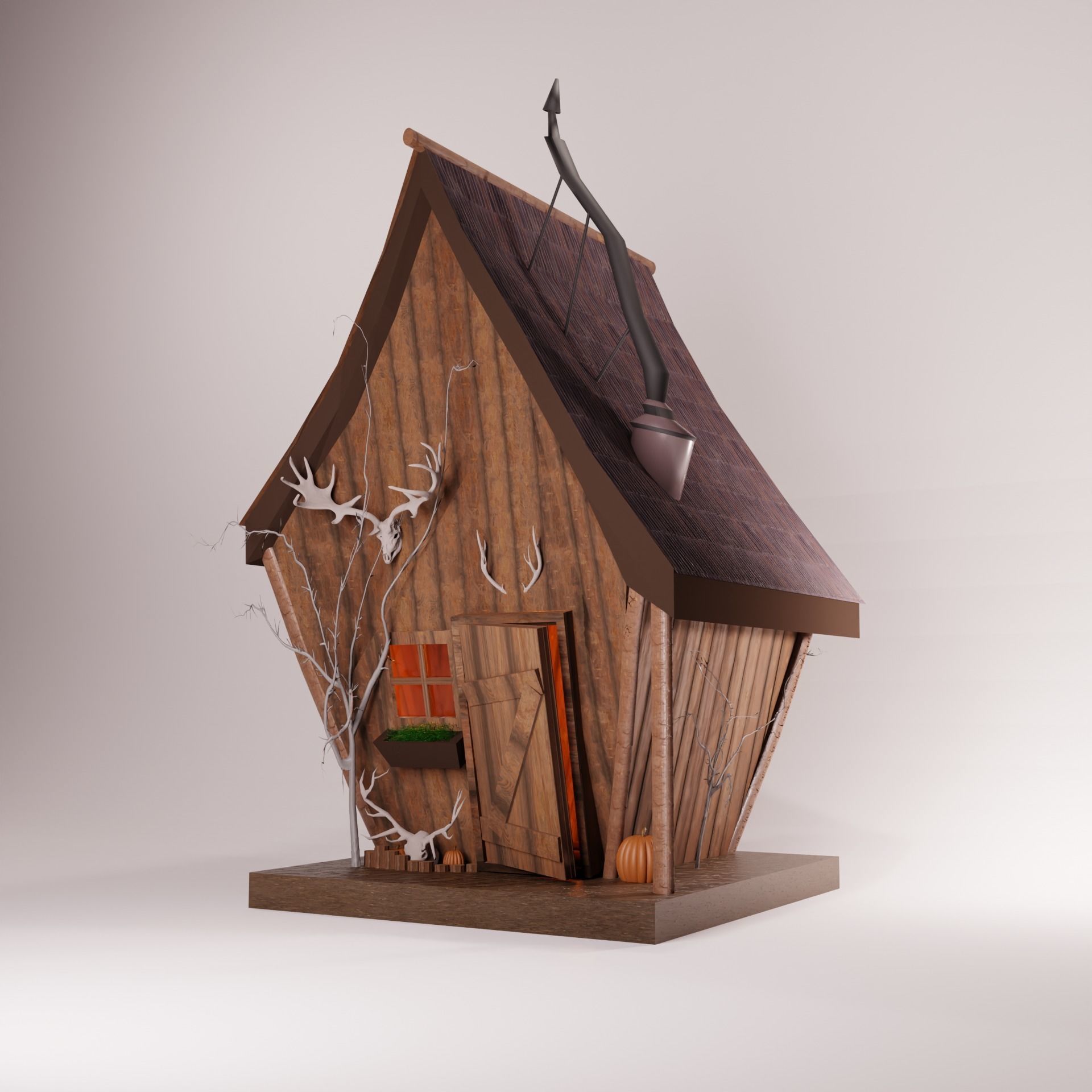 Tiny Forest House Sauna Built Low-poly 3D model_3