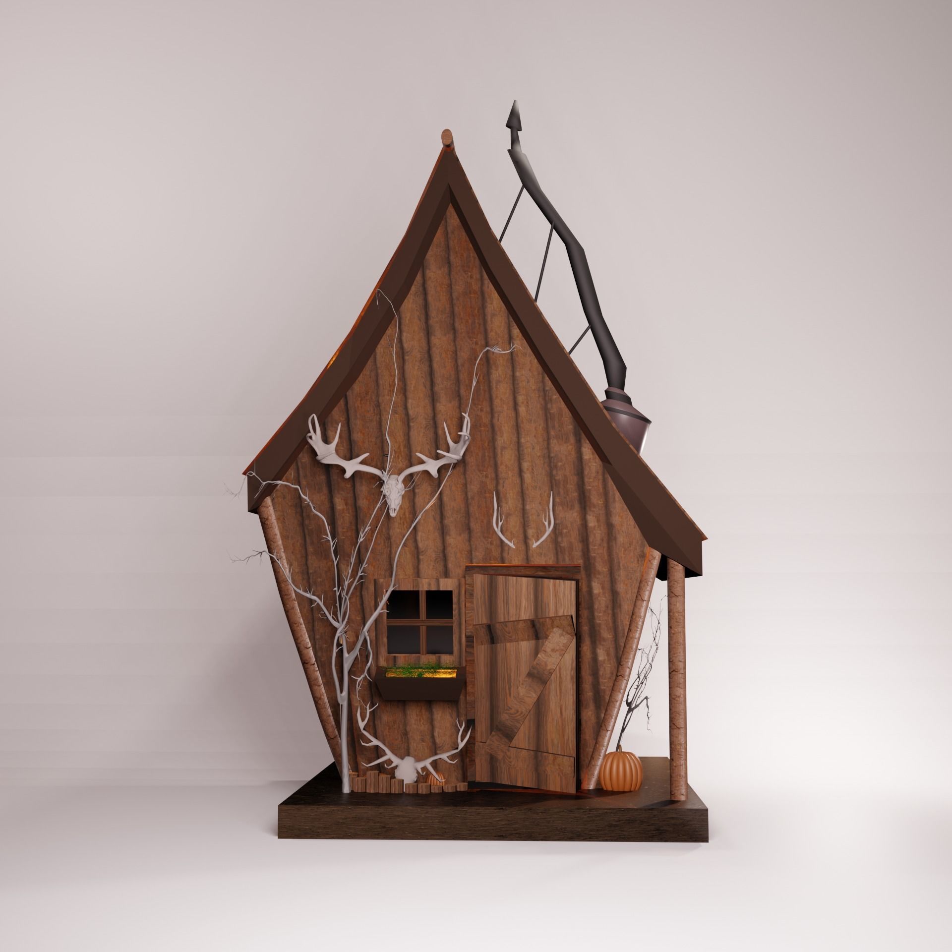 Tiny Forest House Sauna Built Low-poly 3D model_1