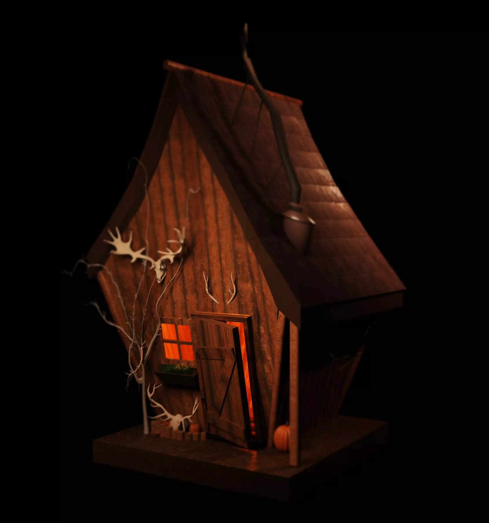 Tiny Forest House Sauna Built Low-poly 3D model_0
