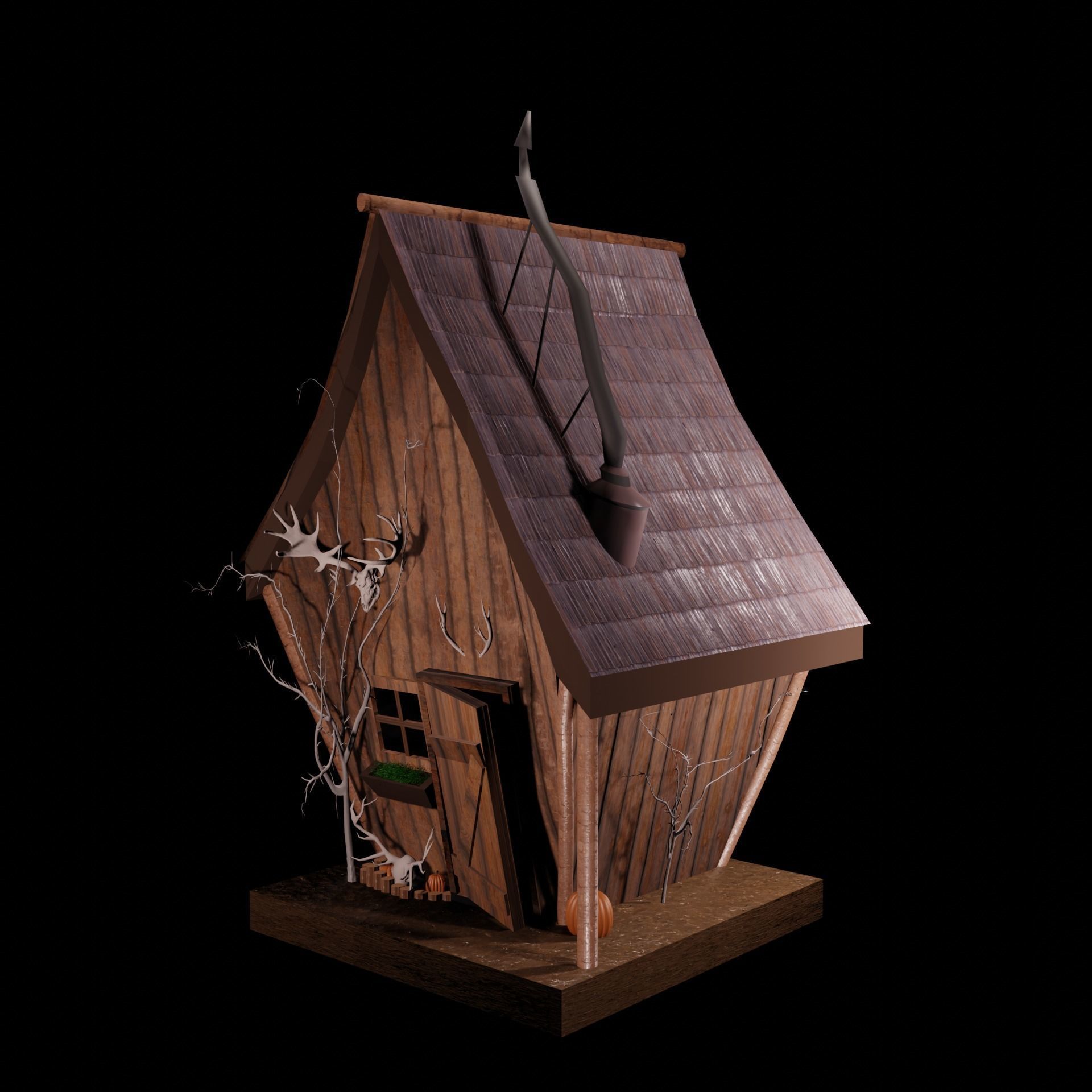 Tiny Forest House Sauna Built Low-poly 3D model_5