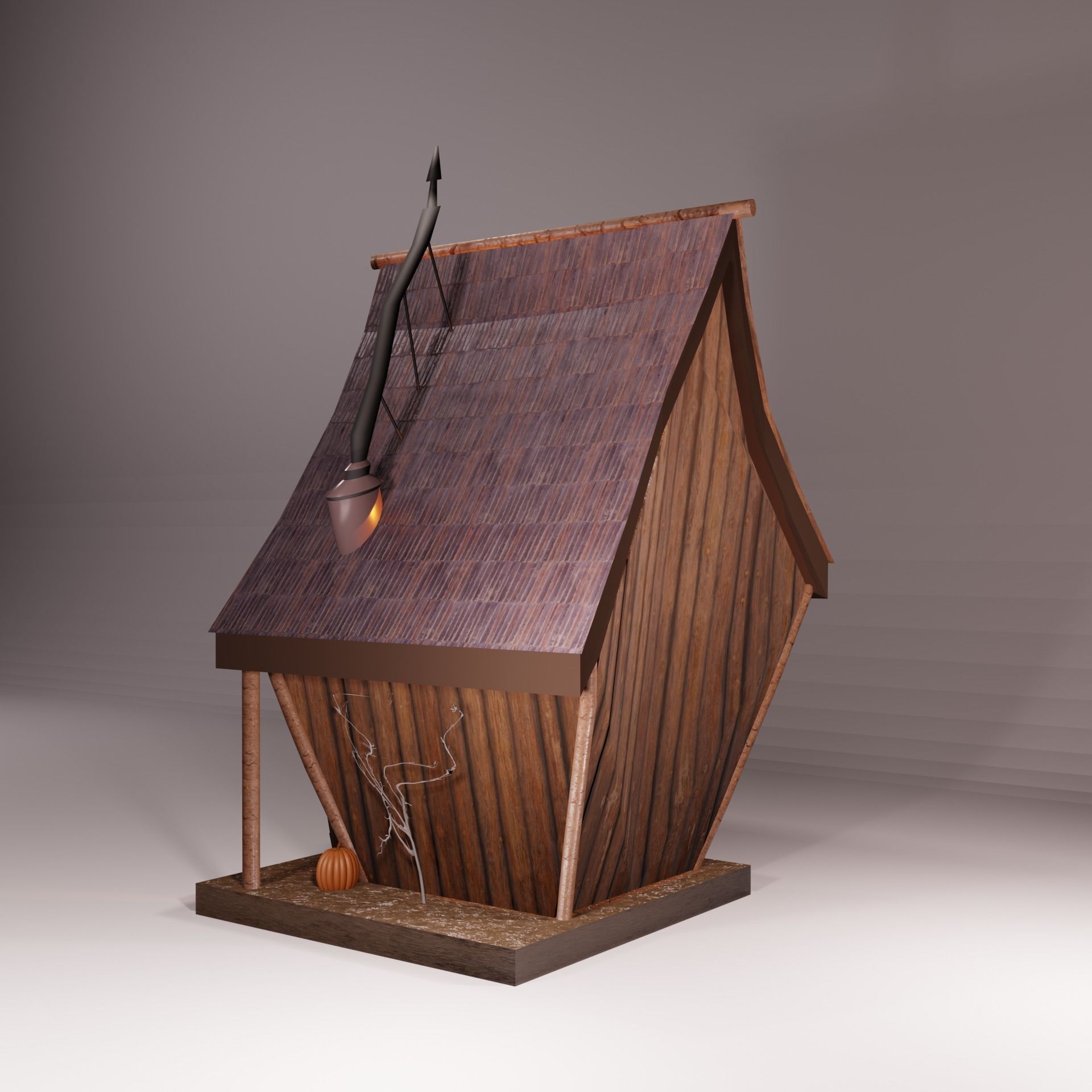 Tiny Forest House Sauna Built Low-poly 3D model_4