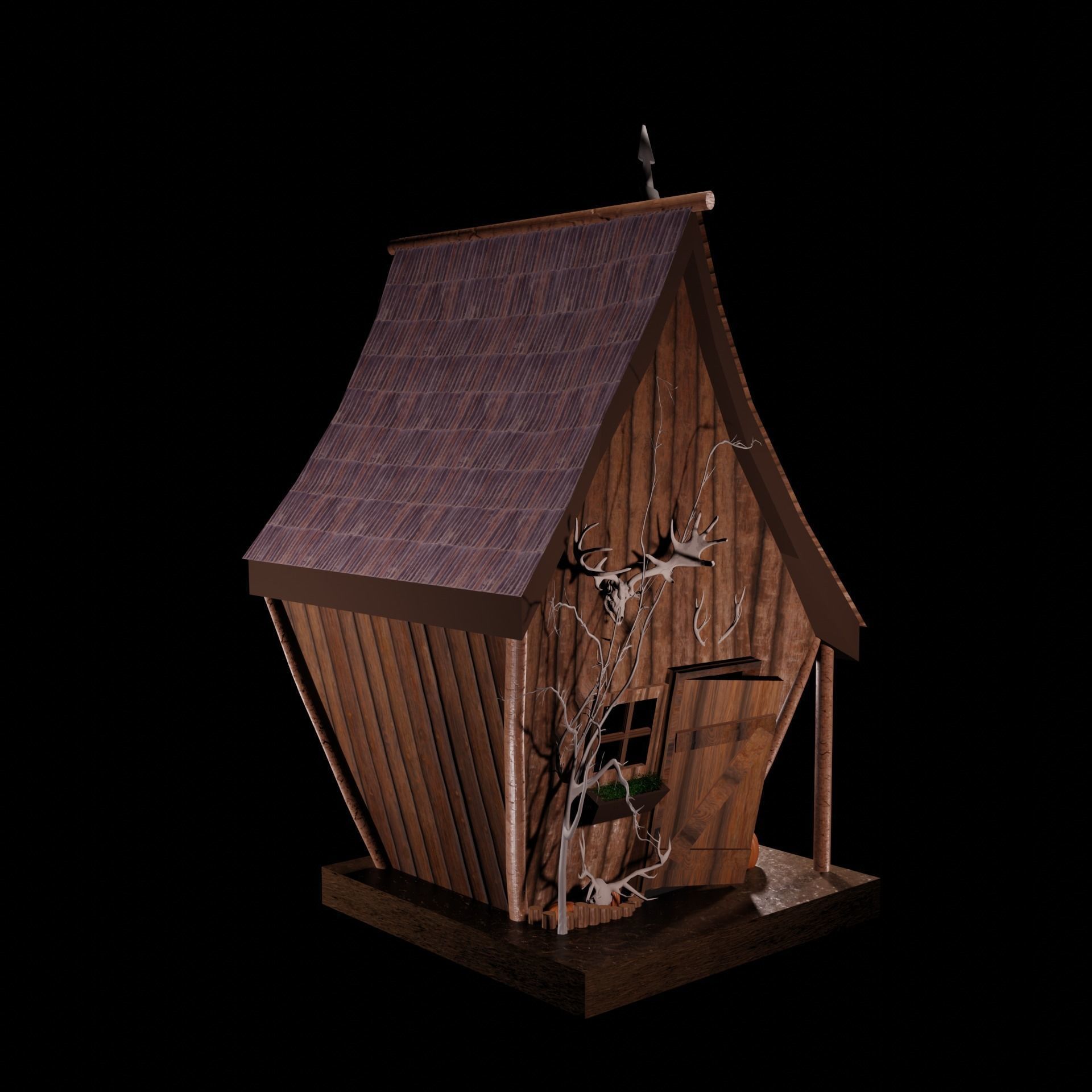 Tiny Forest House Sauna Built Low-poly 3D model_9