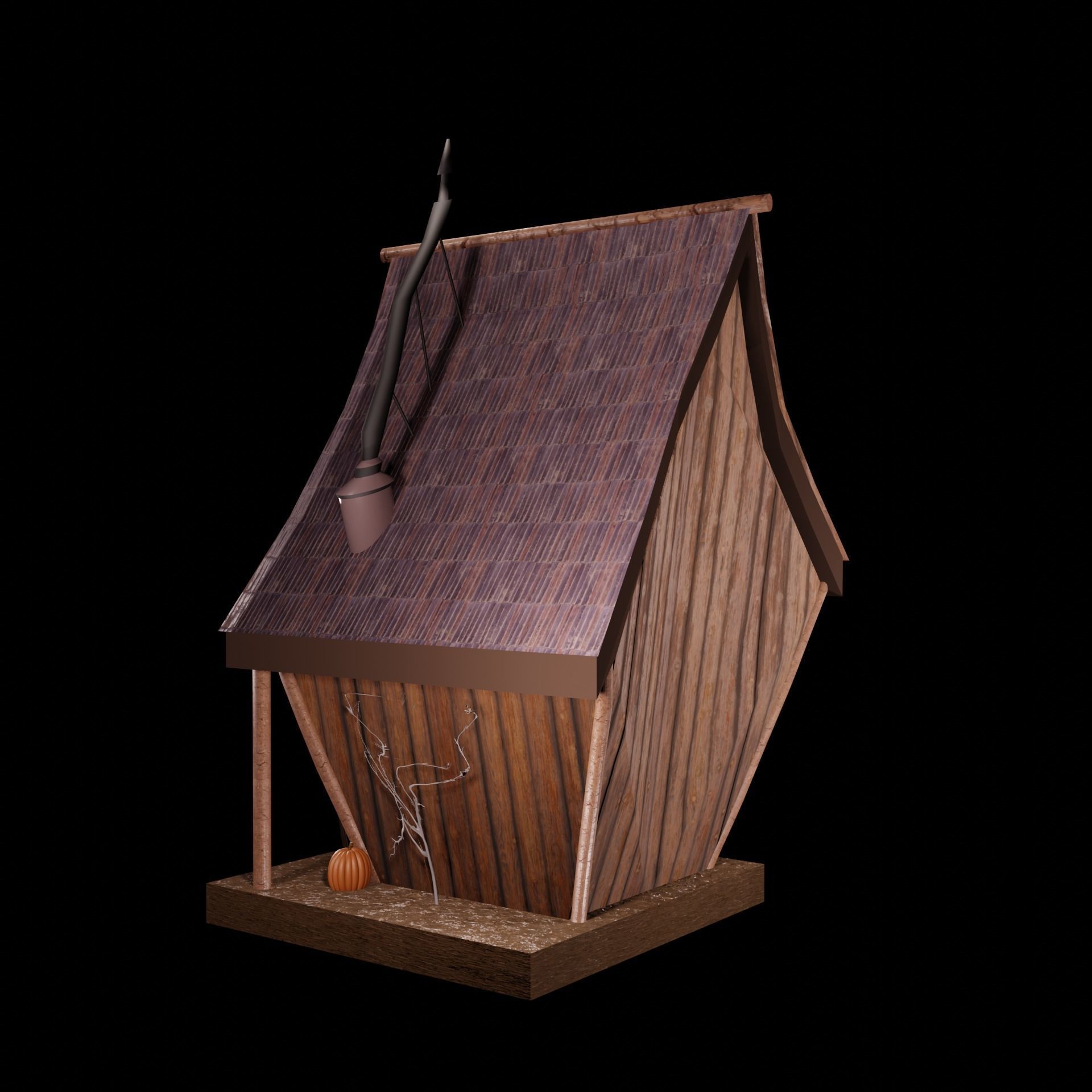 Tiny Forest House Sauna Built Low-poly 3D model_8