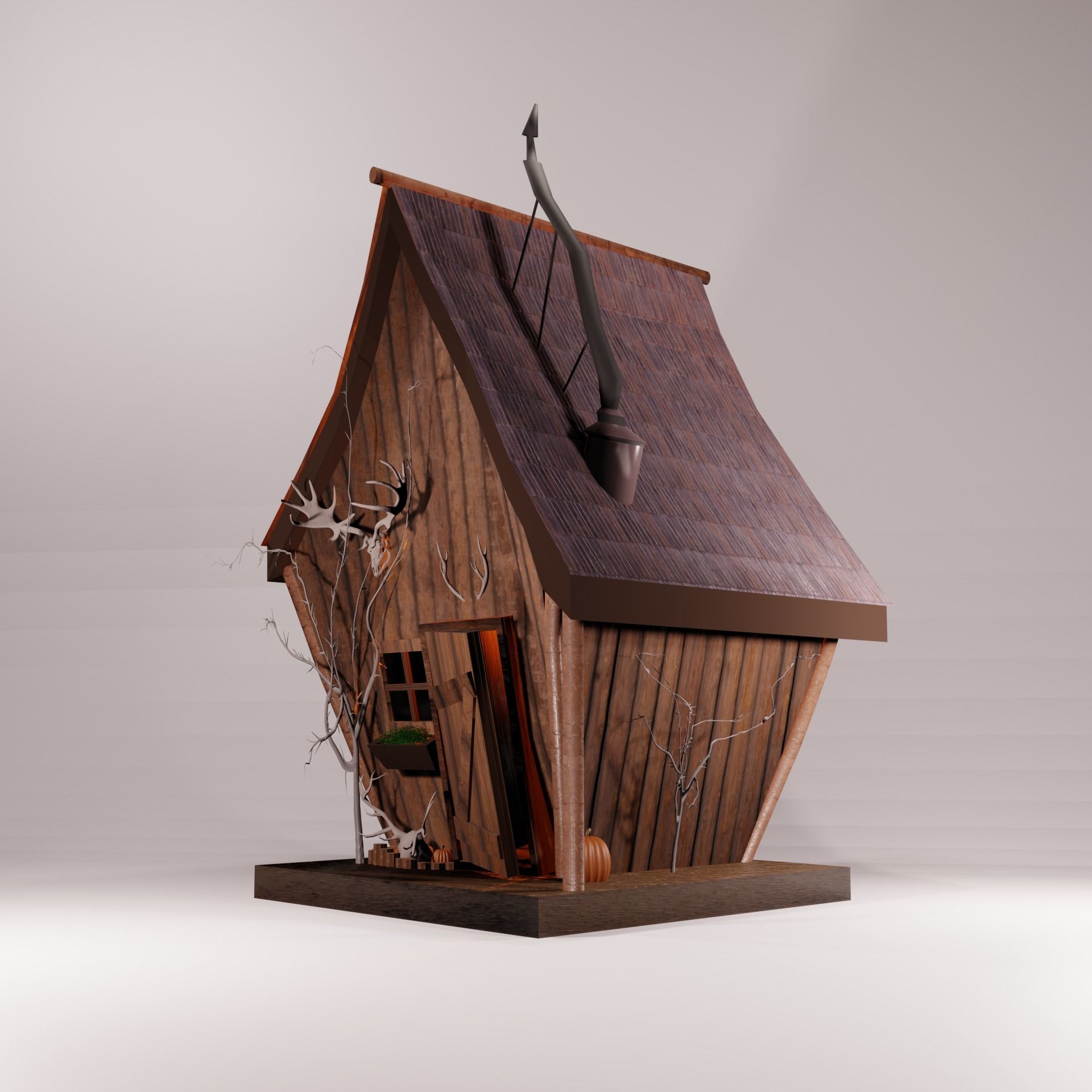 Tiny Forest House Sauna Built Low-poly 3D model_6