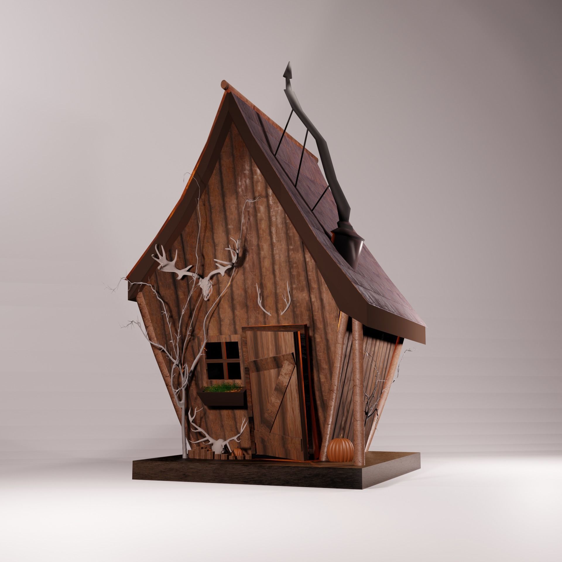 Tiny Forest House Sauna Built Low-poly 3D model_7