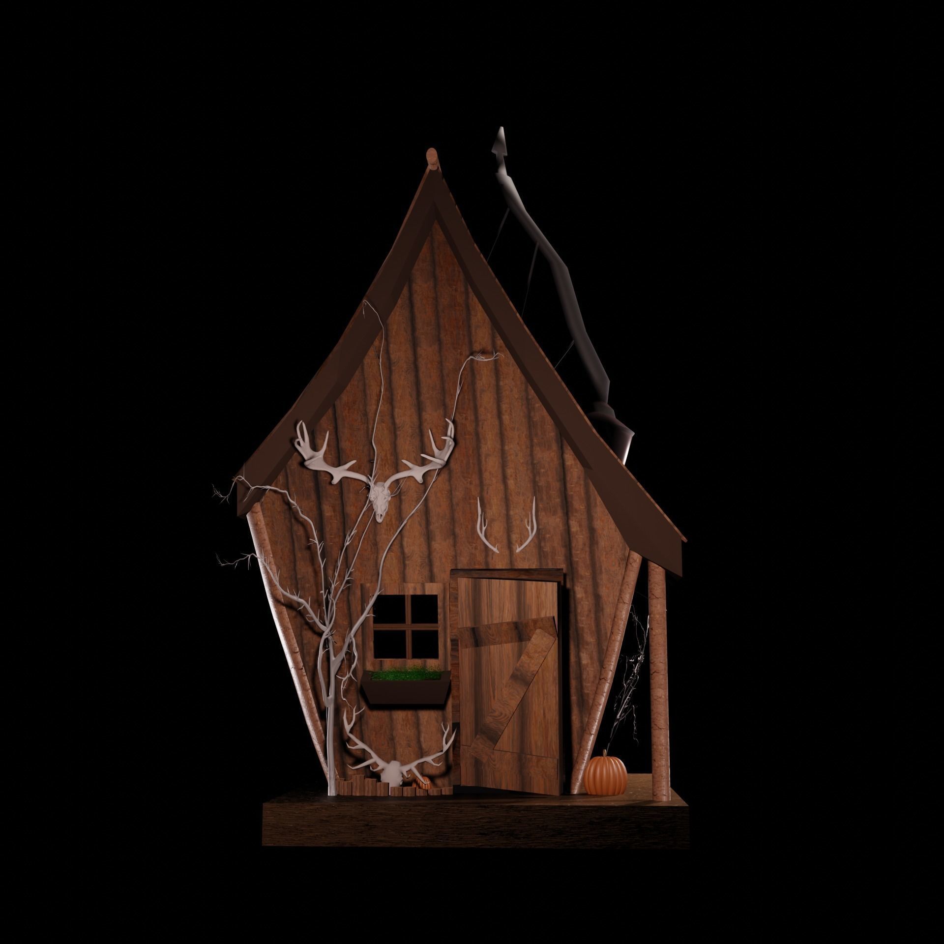 Tiny Forest House Sauna Built Low-poly 3D model_2
