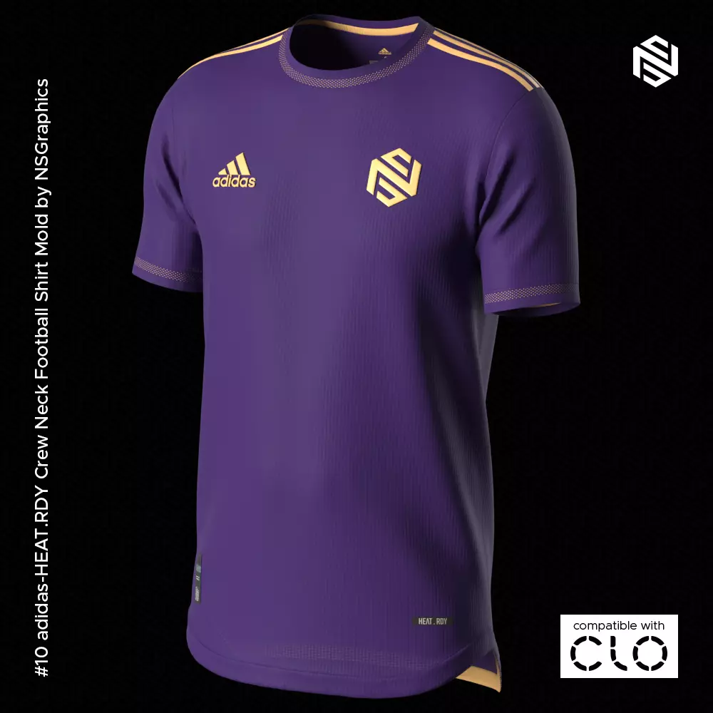 adidas HEATRDY Football Shirt for CLO3D-Marvelous Designer 3D model