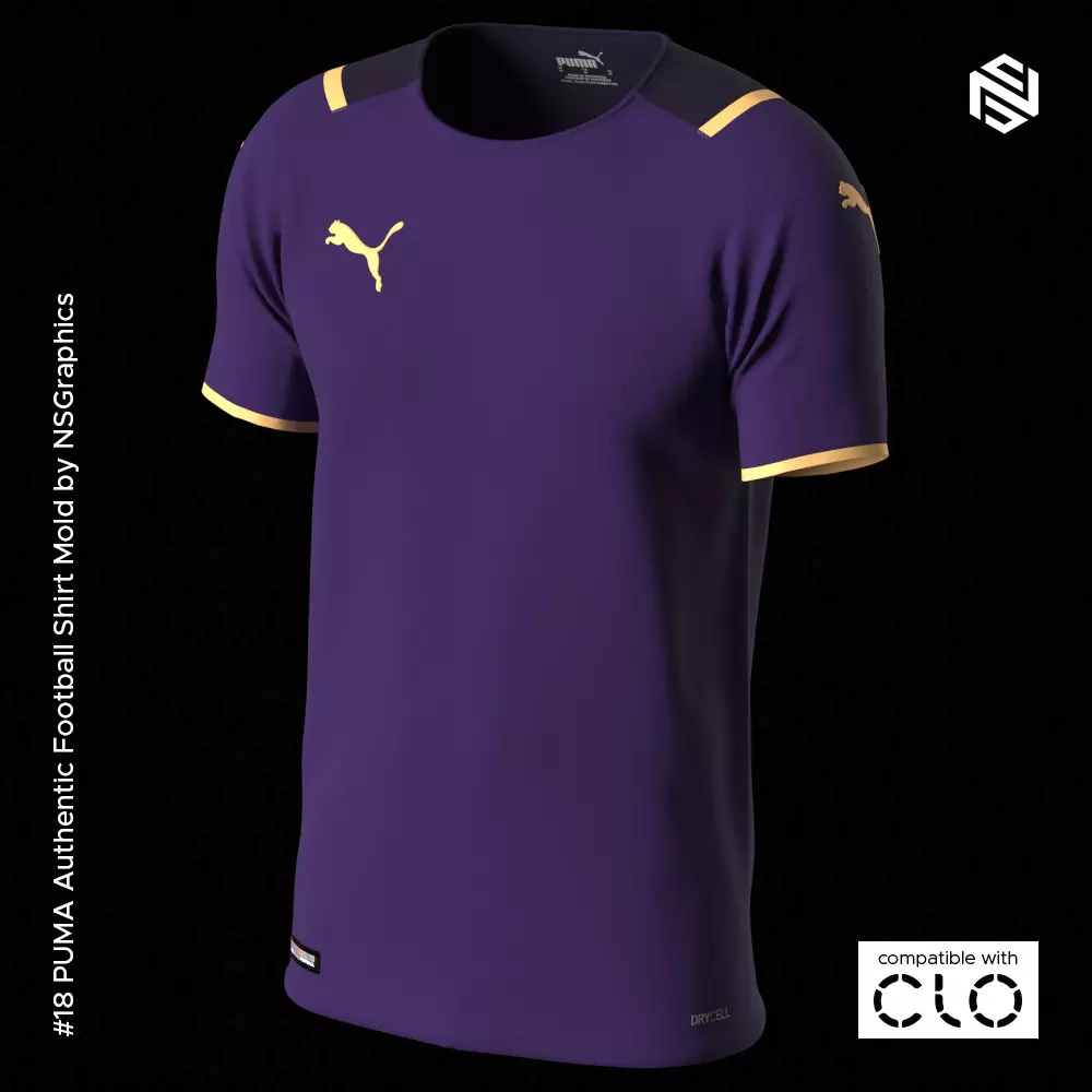 PUMA Authentic Football Shirt for CLO3D-Marvelous Designer Free 3D model