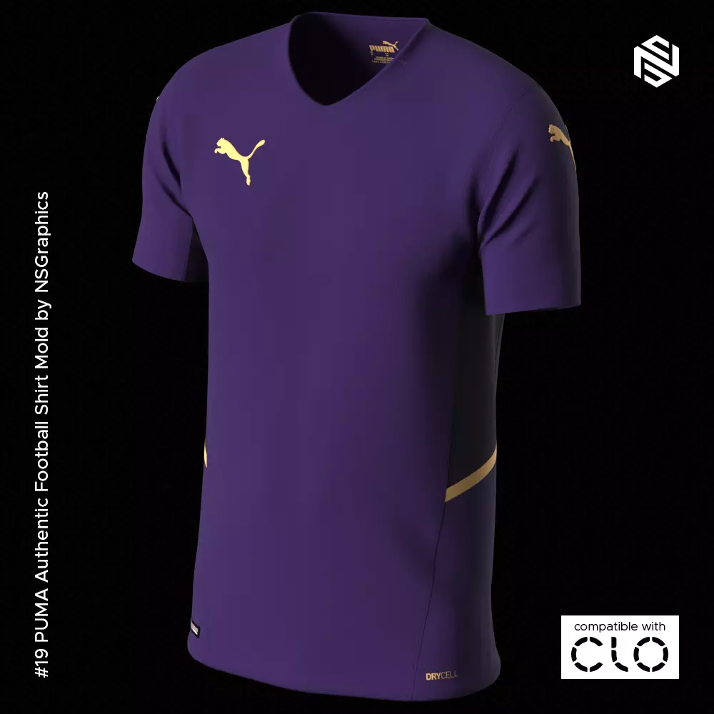 PUMA Authentic Football Shirt for CLO3D-Marvelous Designer Free 3D model
