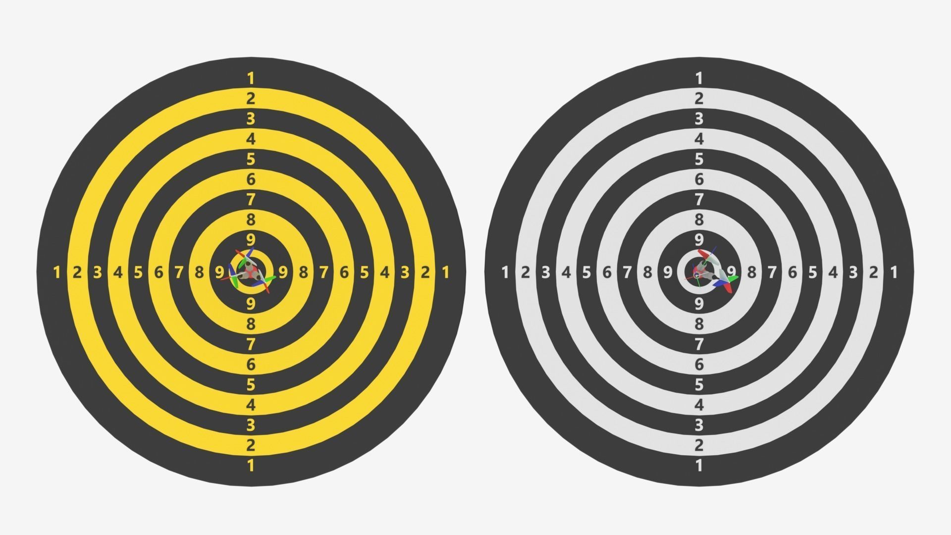 Dart Board and Darts 3D model_3