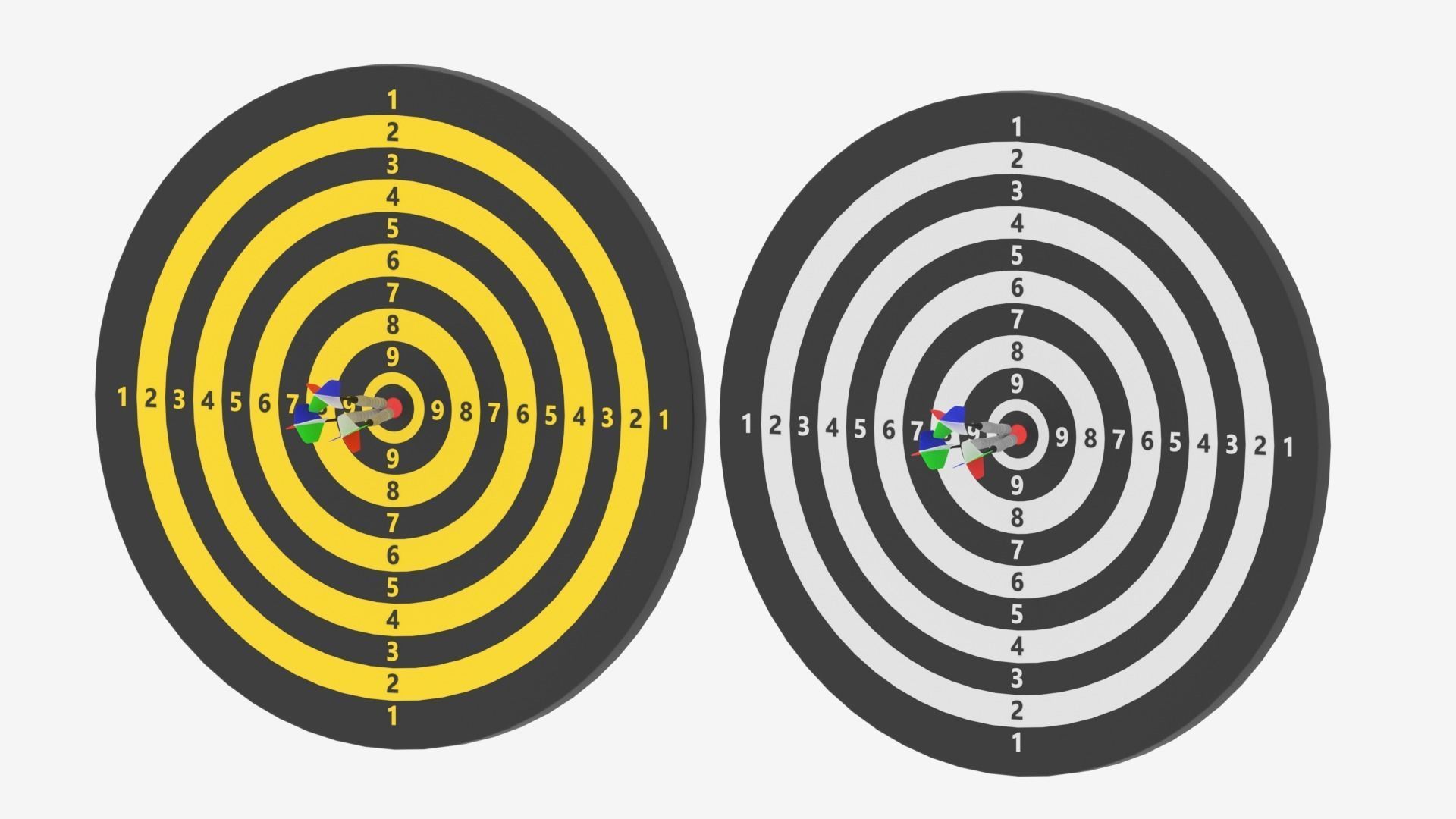 Dart Board and Darts 3D model_6