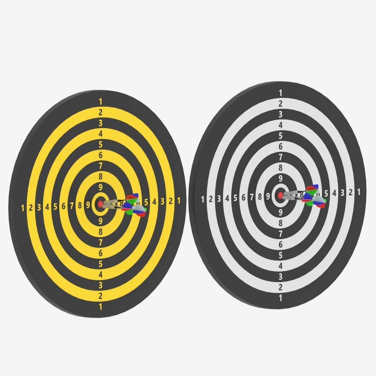 Dart Board and Darts 3D model_7