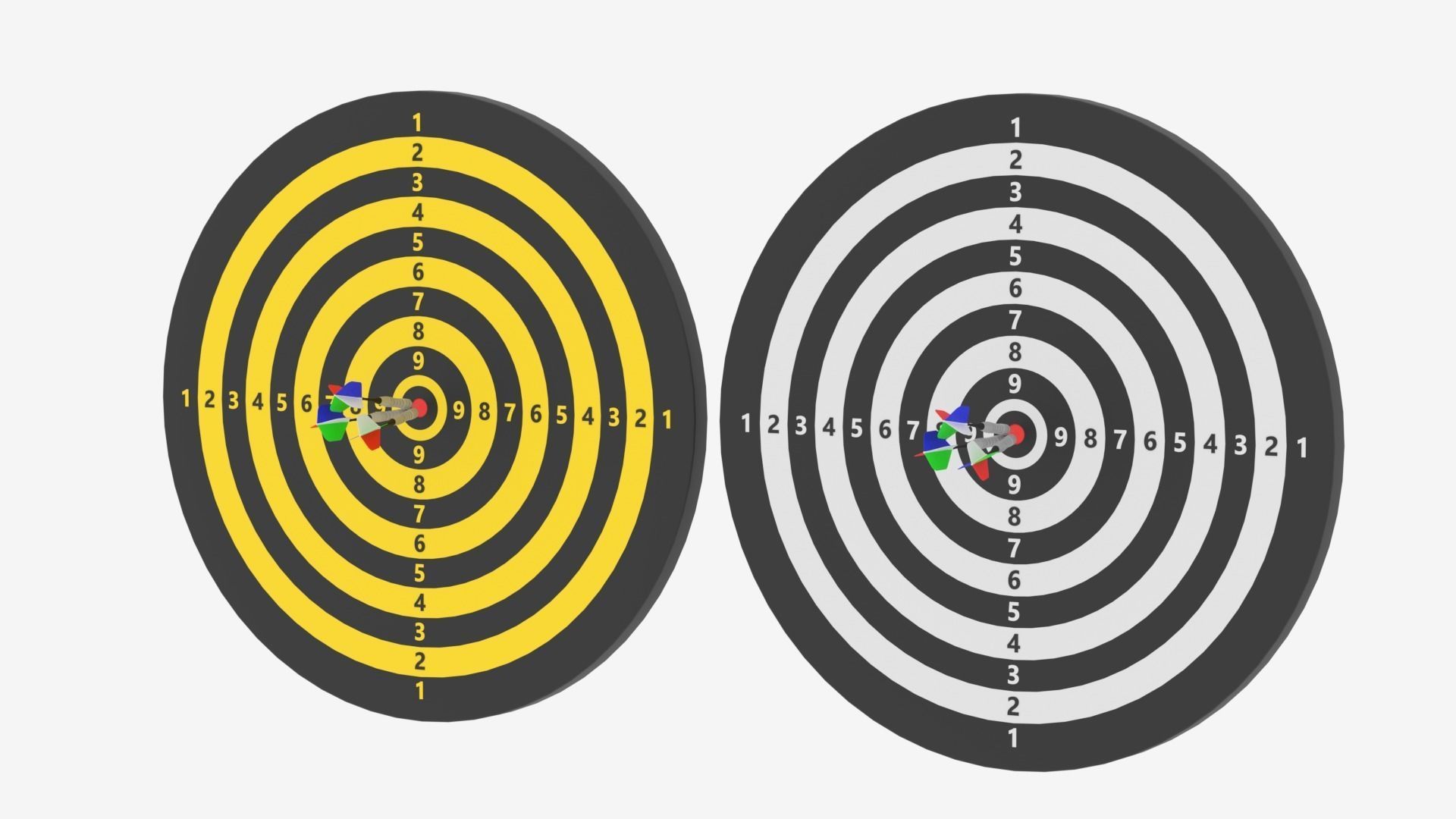 Dart Board and Darts 3D model_5