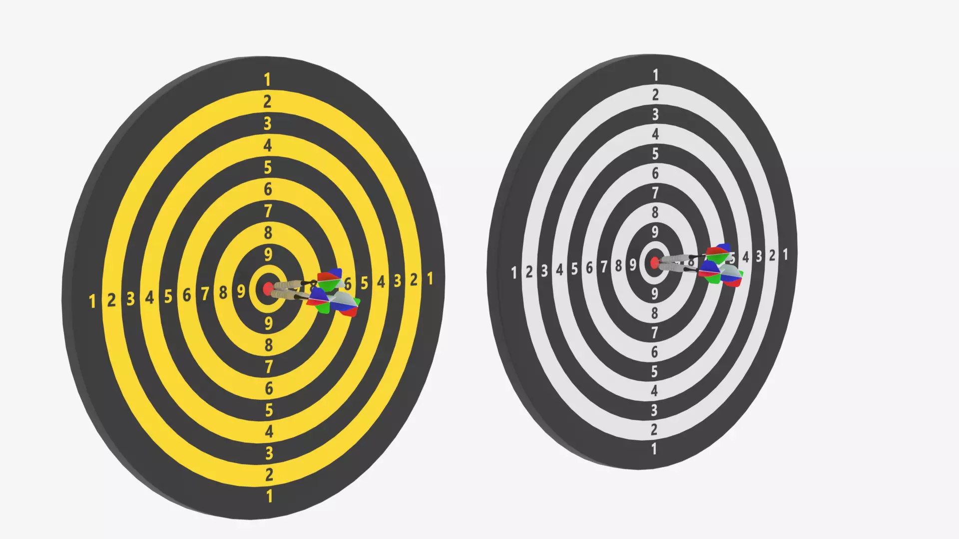 Dart Board and Darts 3D model_0