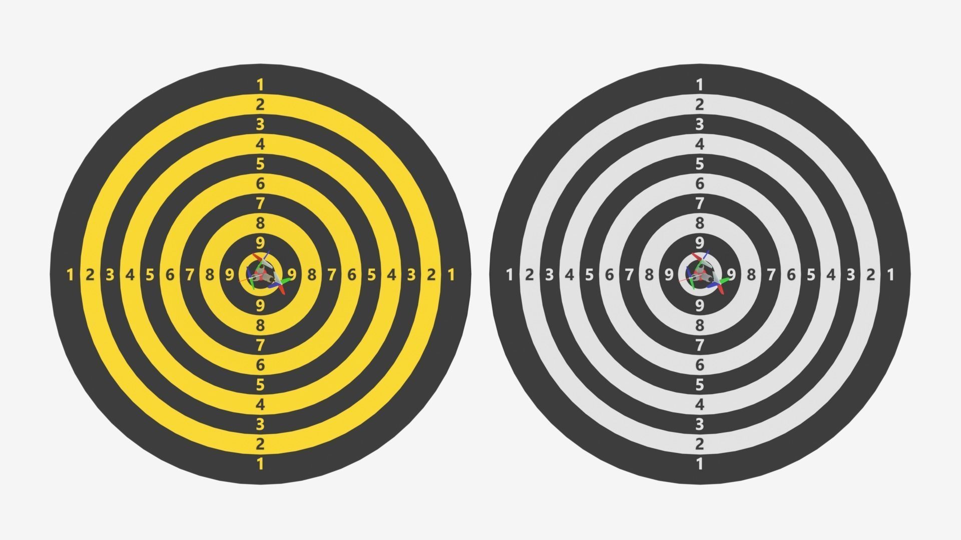Dart Board and Darts 3D model_2