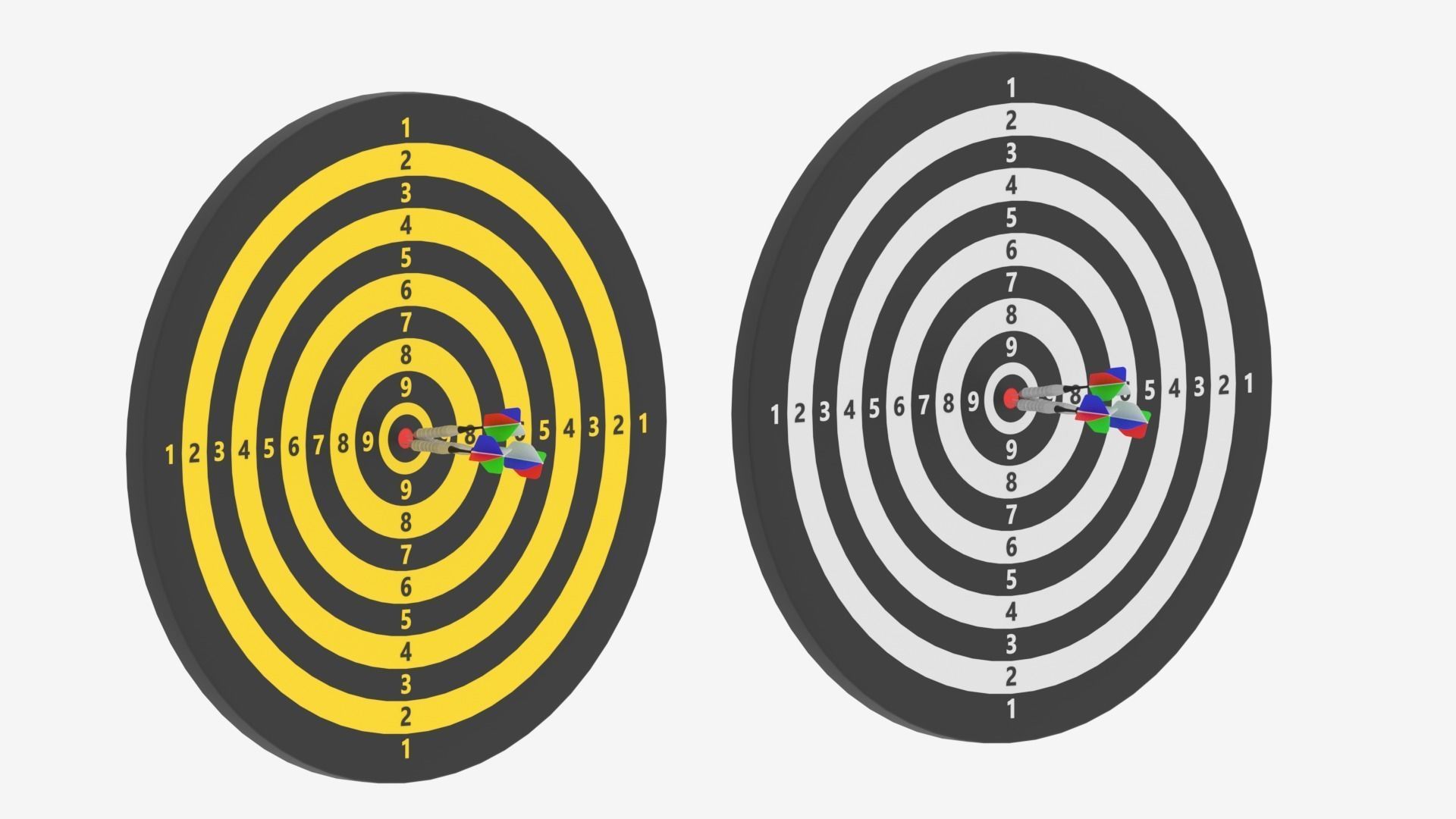 Dart Board and Darts 3D model_1