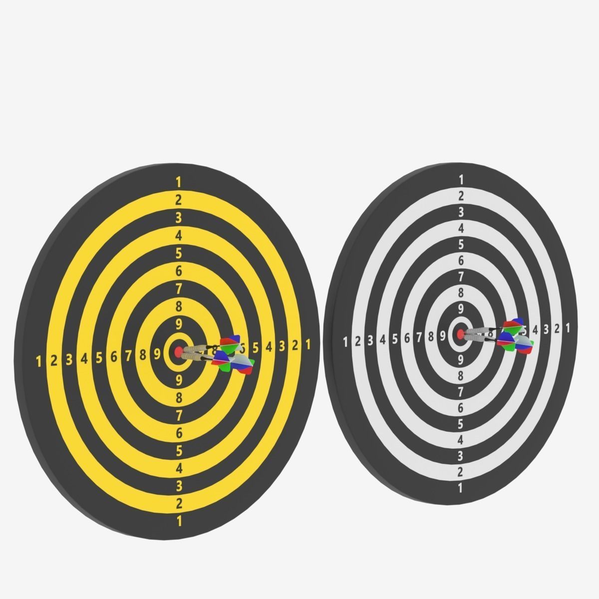 Dart Board and Darts 3D model_8