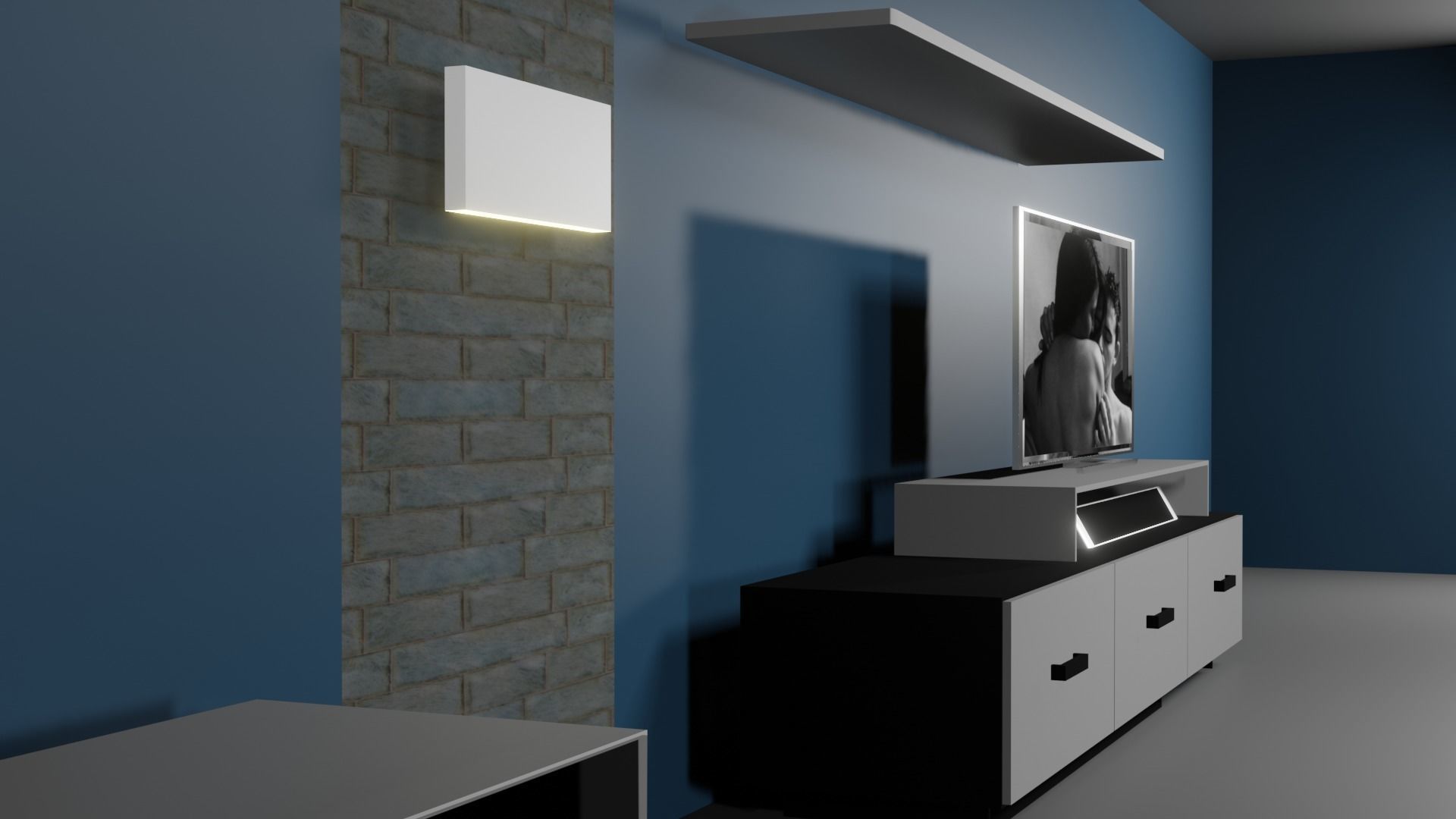 furniture living room with walls and 3D model_4