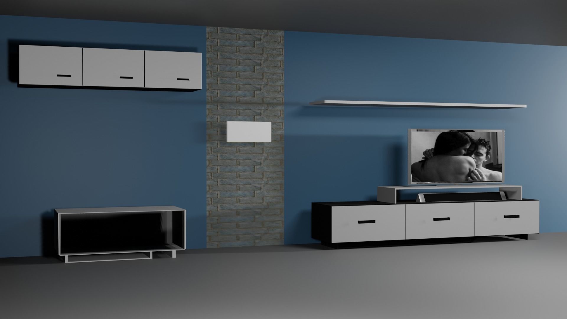 furniture living room with walls and 3D model_3