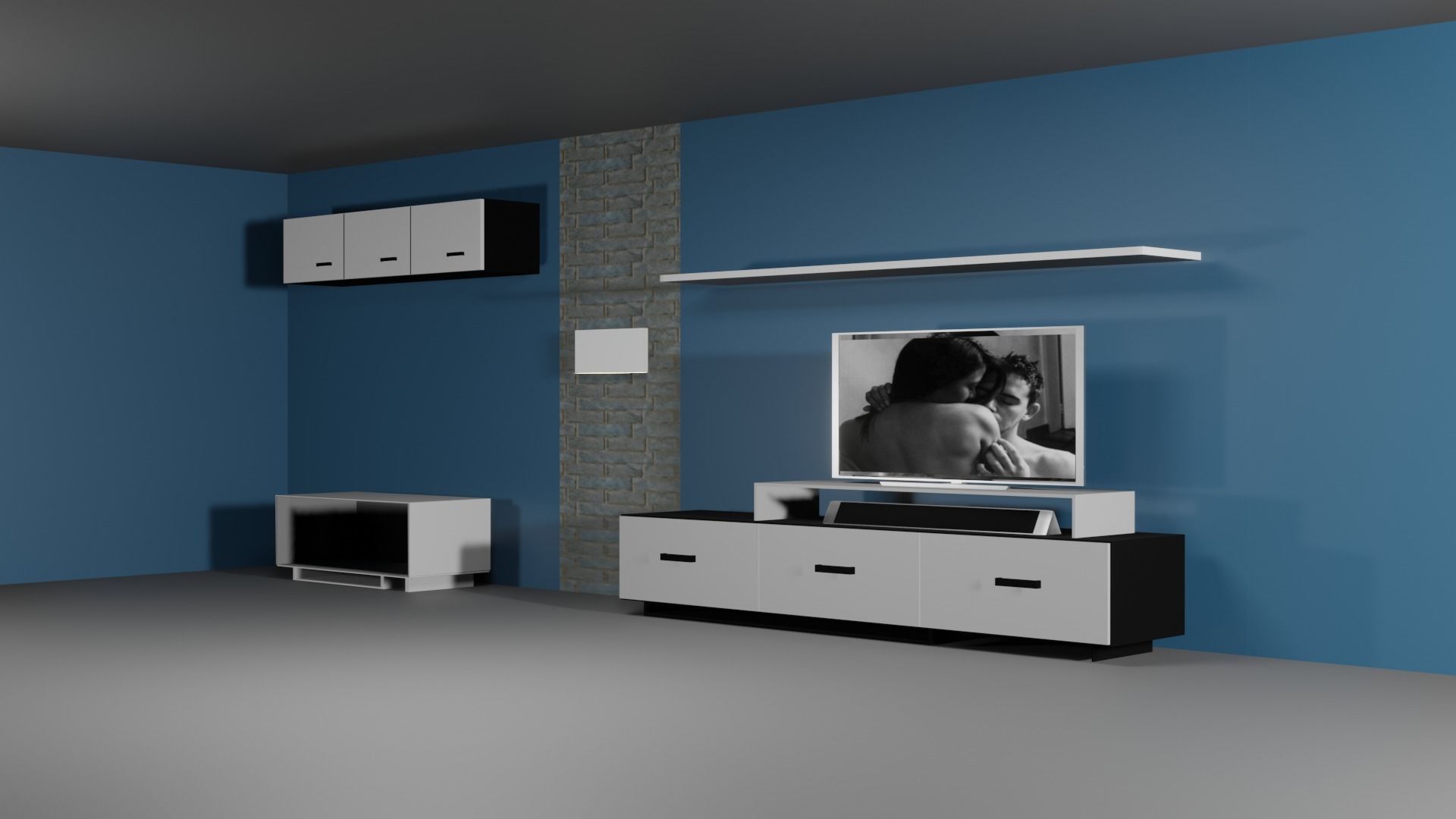 furniture living room with walls and 3D model_1