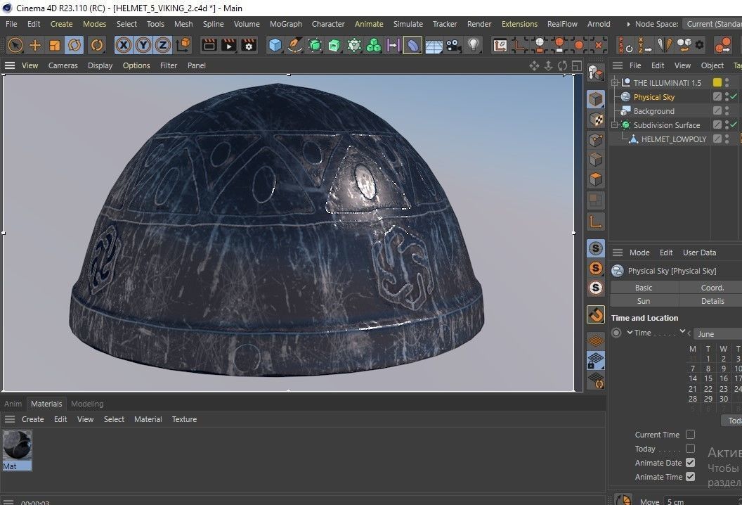 Gnome helmet with PBR Game ready Low-poly 3D model_9