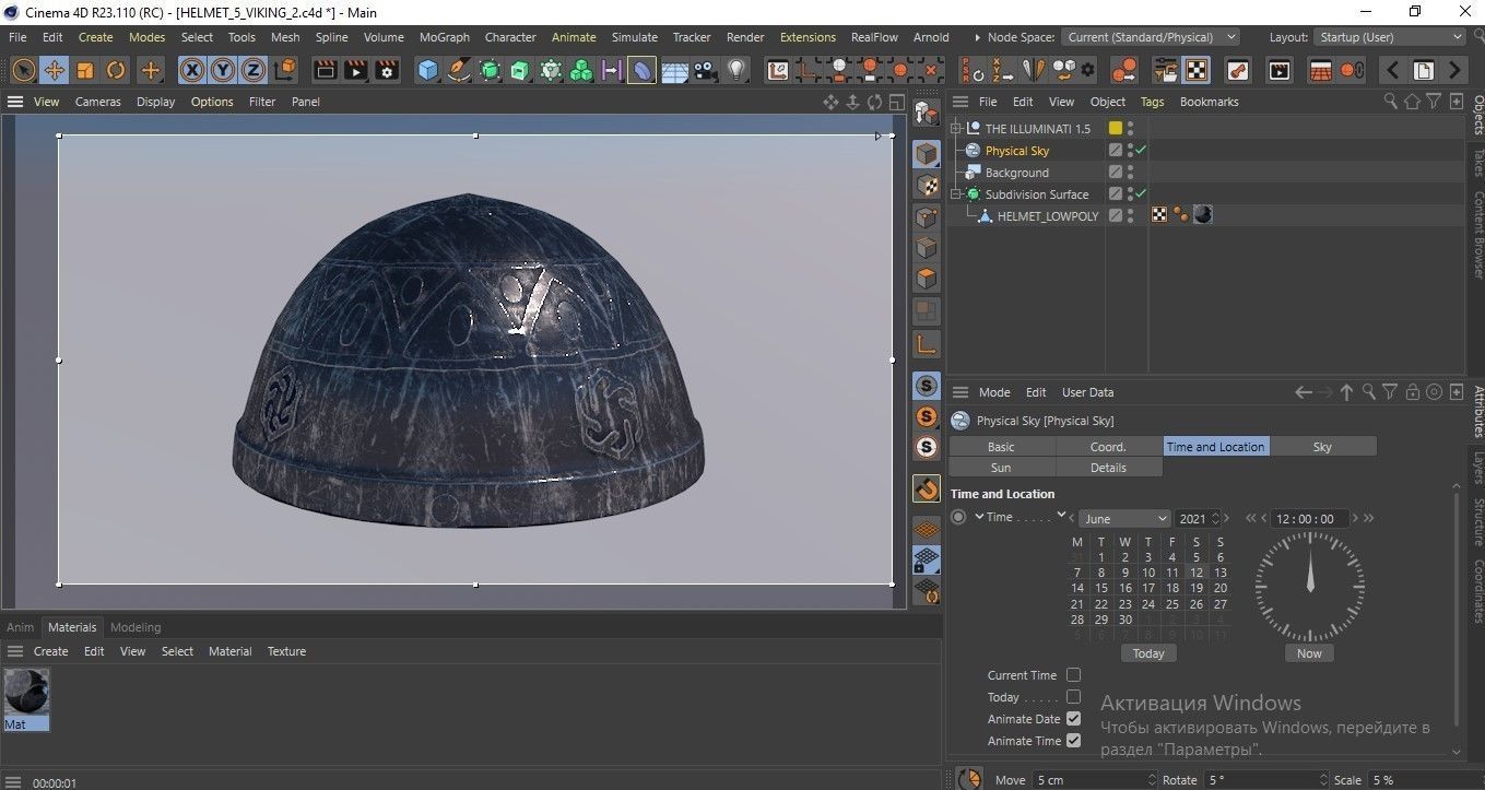 Gnome helmet with PBR Game ready Low-poly 3D model_10