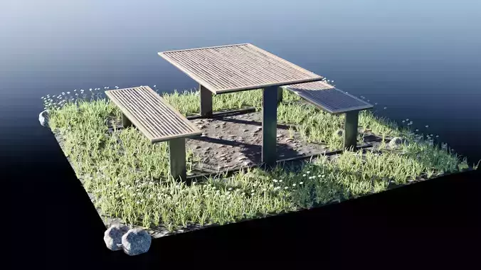 Picnic Table Low-poly 3D model