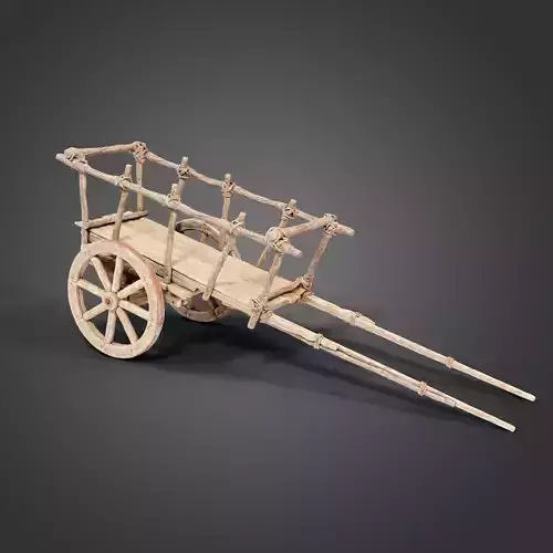 Medieval cart Low-poly 3D model