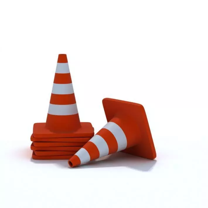 Stack Of New Traffic Cones 3D model_0