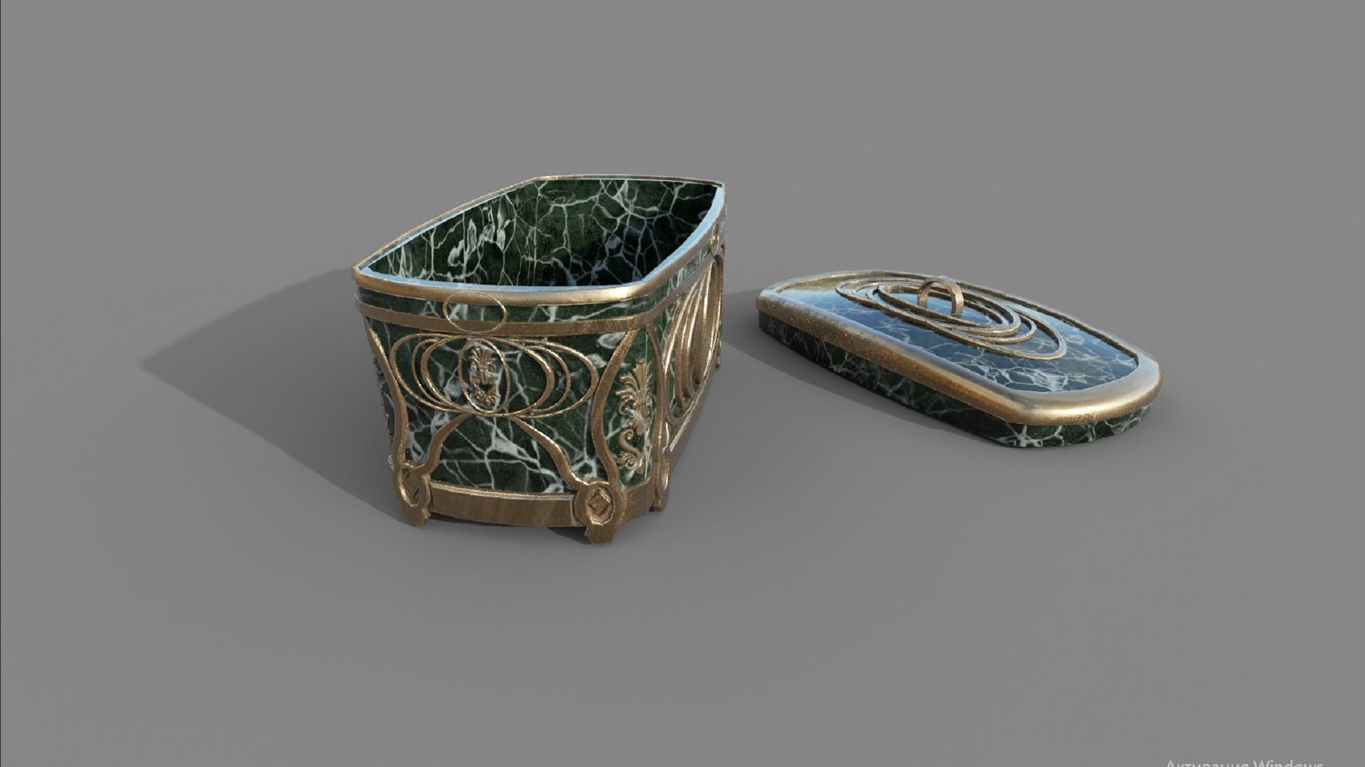 Vintage retro jewelry box PBR low-poly 3D model Low-poly 3D model_2