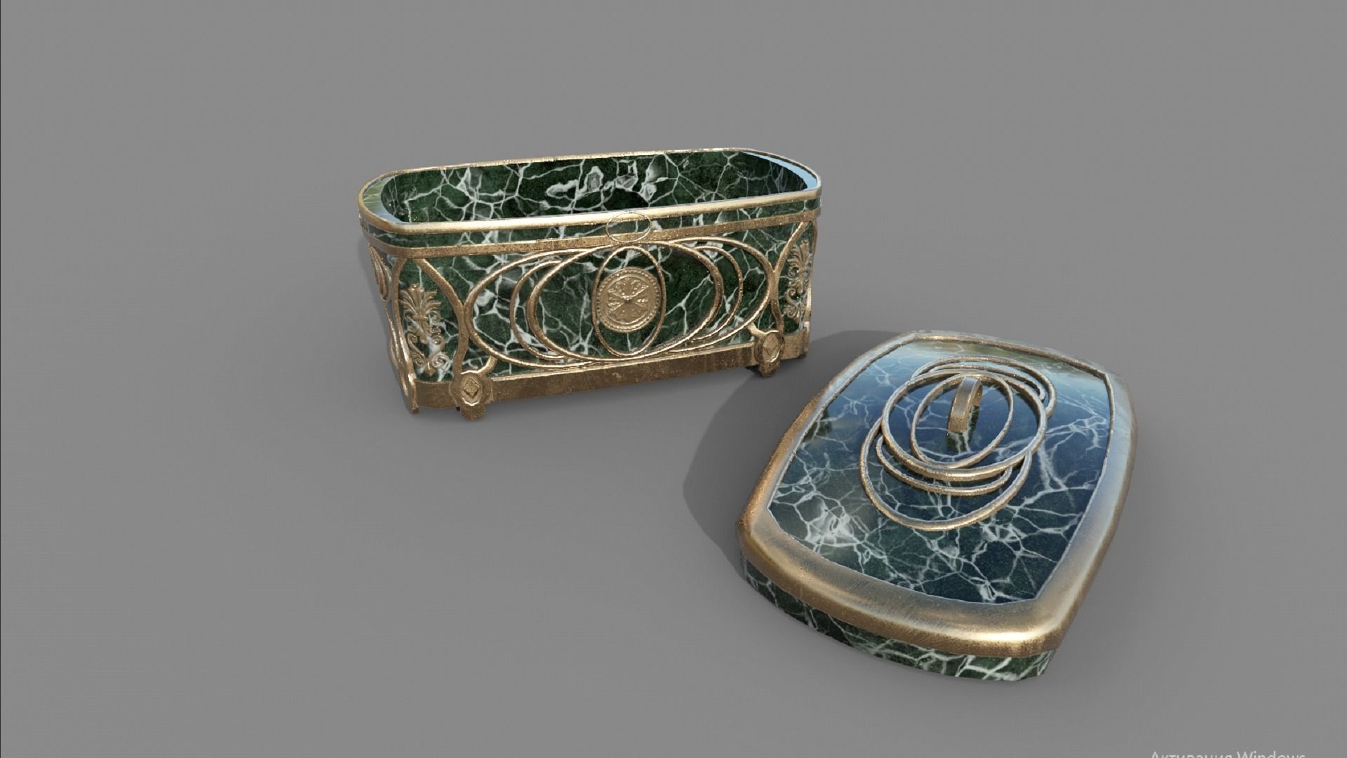 Vintage retro jewelry box PBR low-poly 3D model Low-poly 3D model_1
