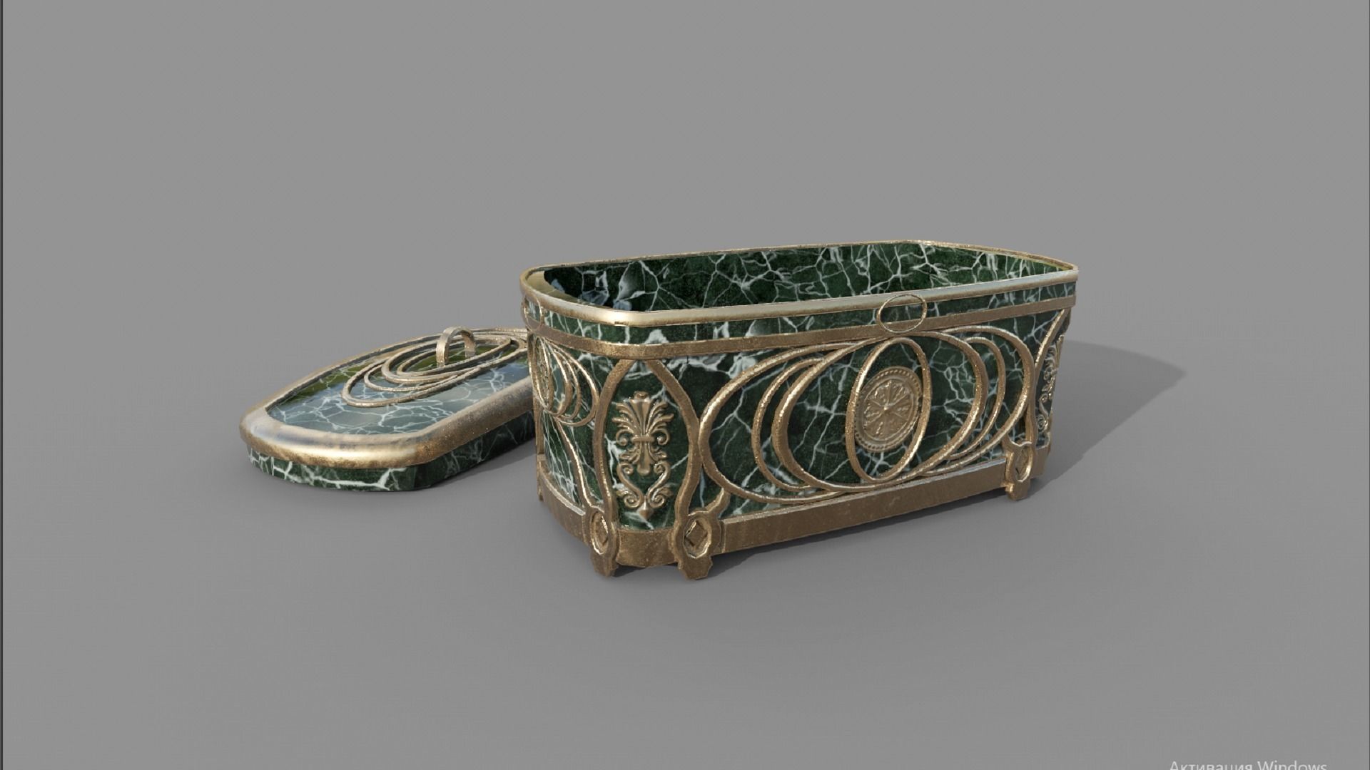 Vintage retro jewelry box PBR low-poly 3D model Low-poly 3D model_3