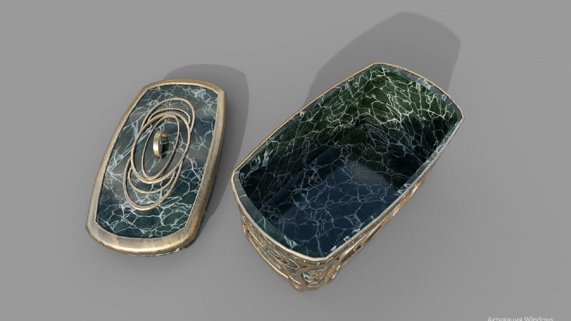 Vintage retro jewelry box PBR low-poly 3D model Low-poly 3D model_4