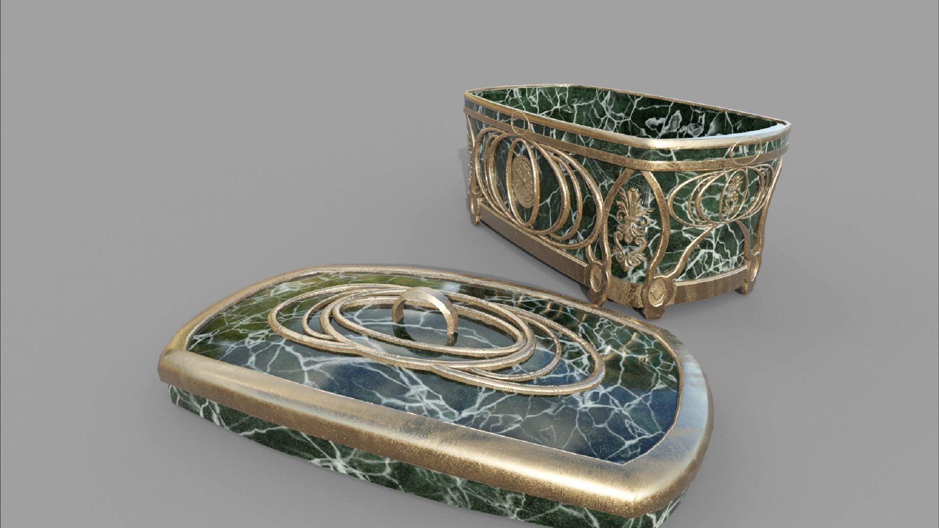 Vintage retro jewelry box PBR low-poly 3D model Low-poly 3D model_5