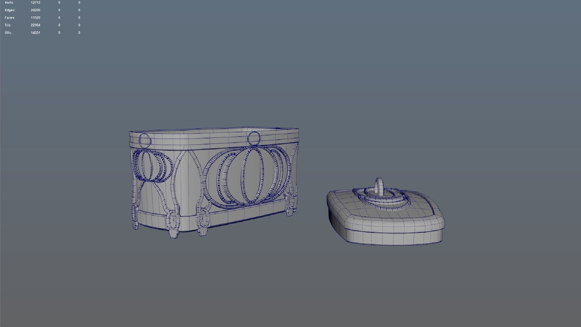 Vintage retro jewelry box PBR low-poly 3D model Low-poly 3D model_6