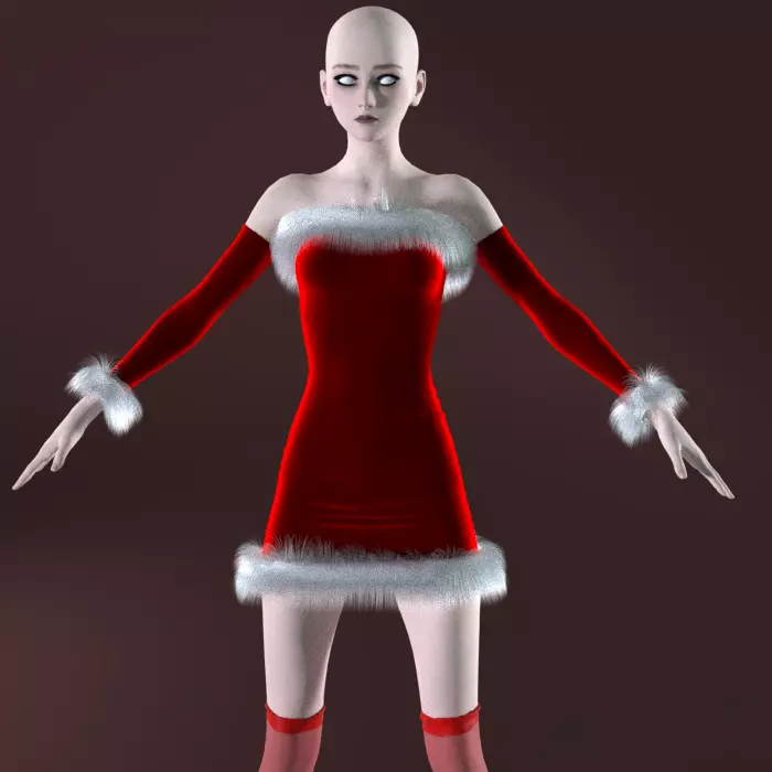 Christmas Dress with white hair and Fur 3D model
