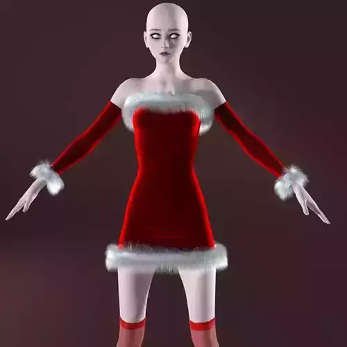 Christmas Dress with white hair and Fur