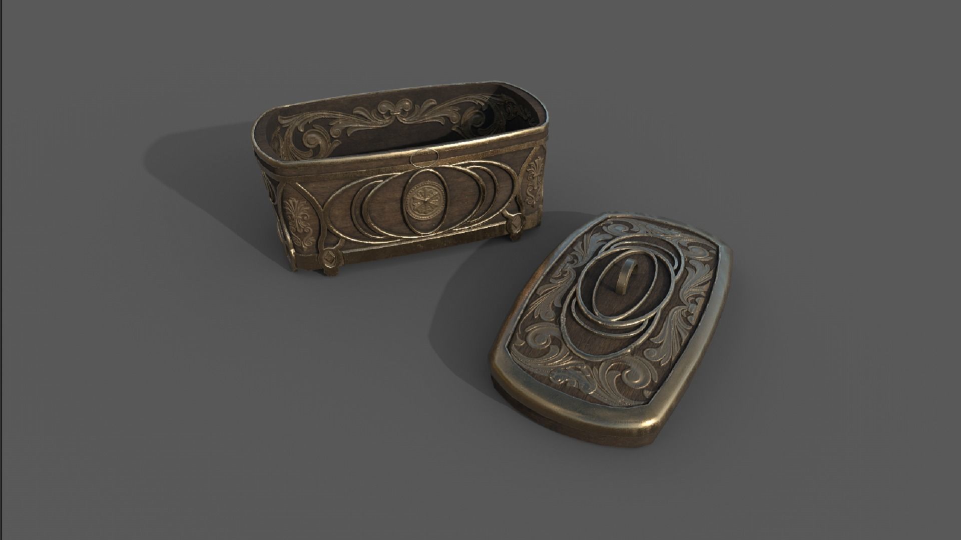 Vintage retro jewelry box PBR low-poly 3D model 3D Model Collection_6