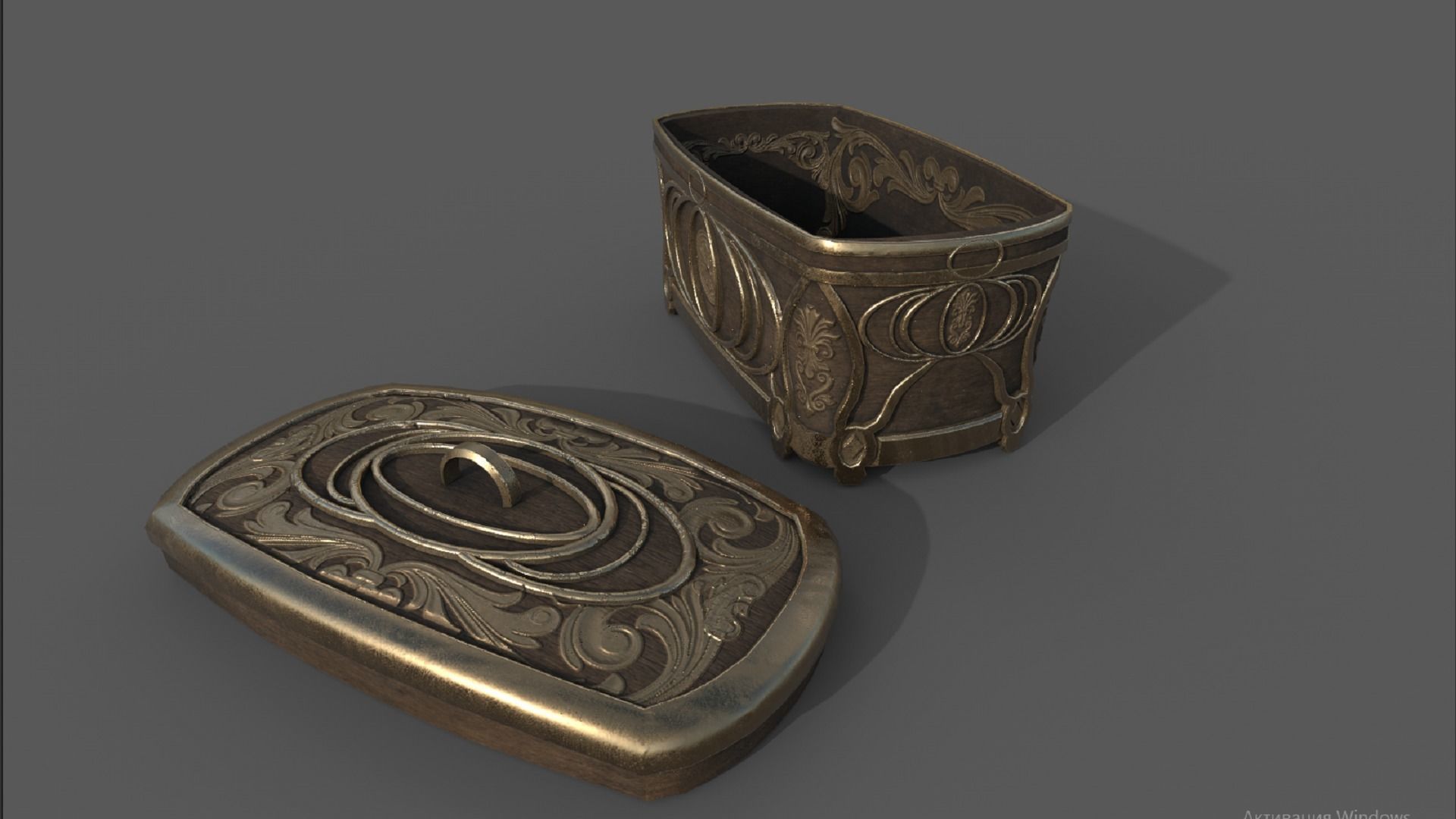 Vintage retro jewelry box PBR low-poly 3D model 3D Model Collection_7