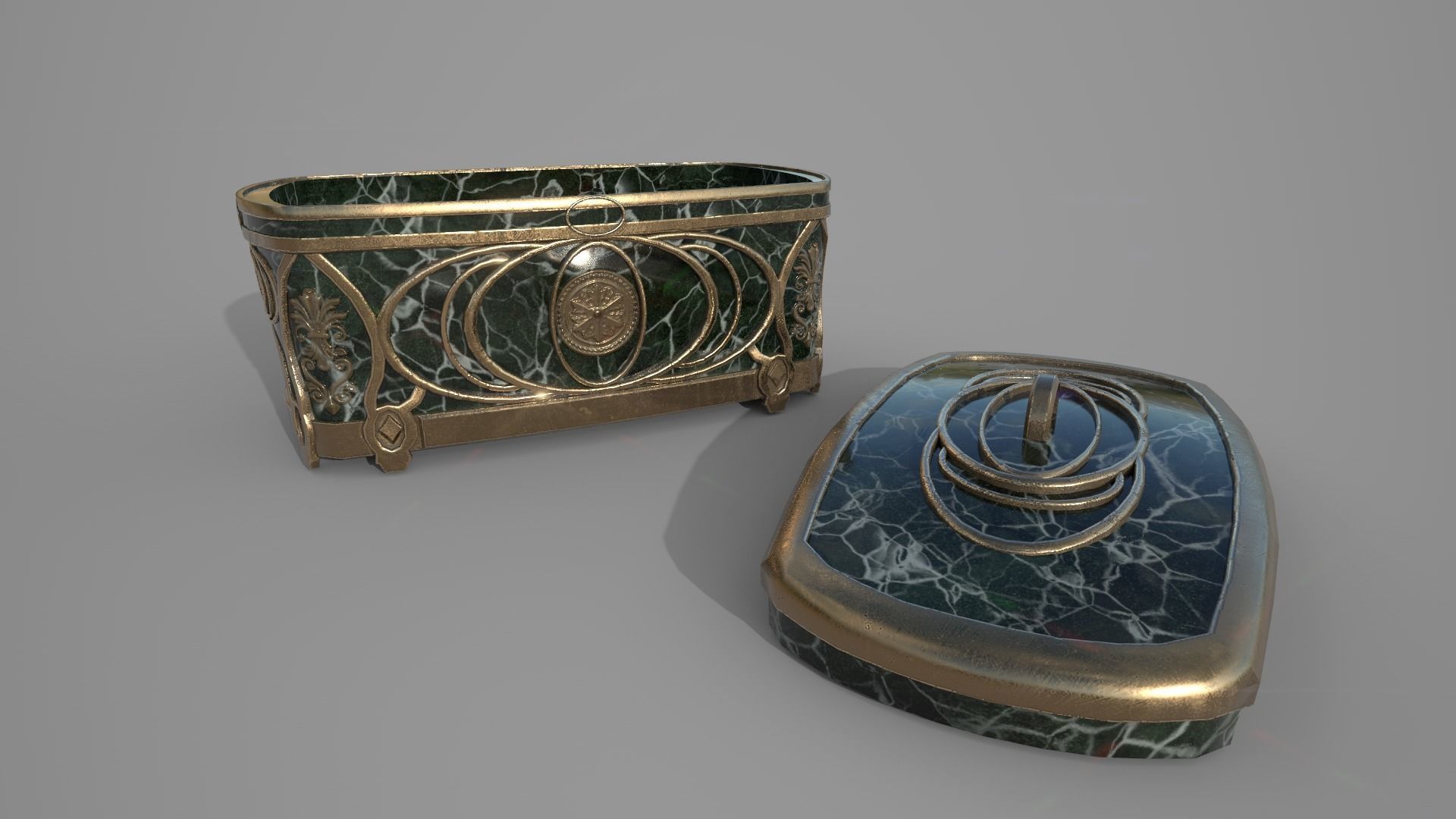 Vintage retro jewelry box PBR low-poly 3D model 3D Model Collection_3