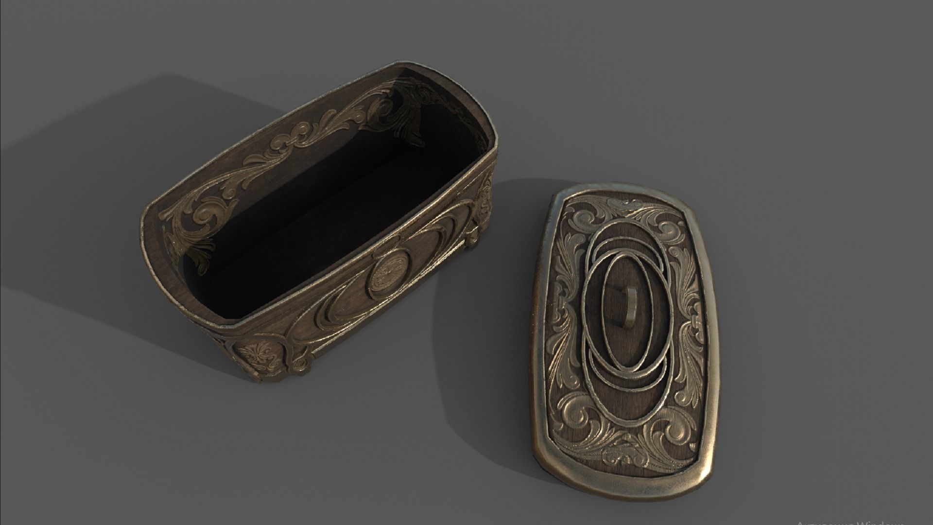 Vintage retro jewelry box PBR low-poly 3D model 3D Model Collection_8