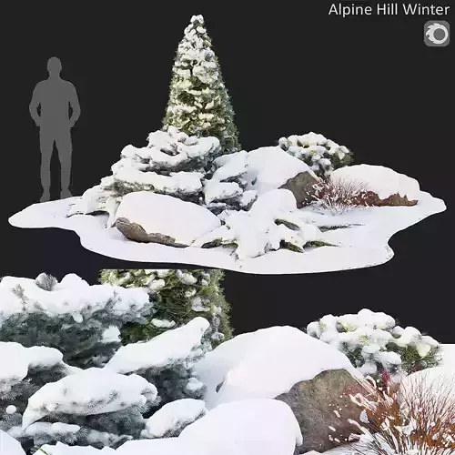 Alpine hill 01 Winter 3D model