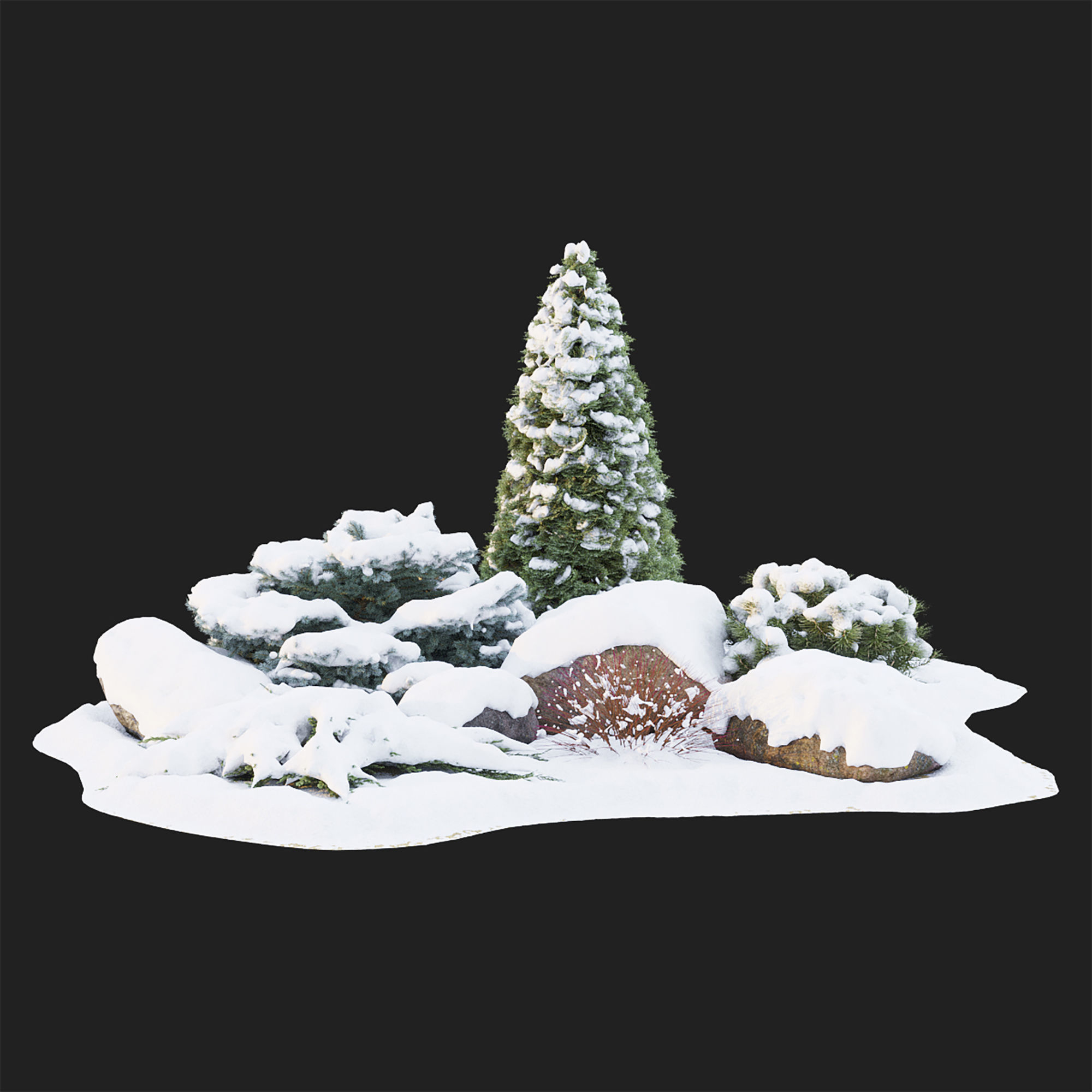 Alpine hill 01 Winter 3D model_1