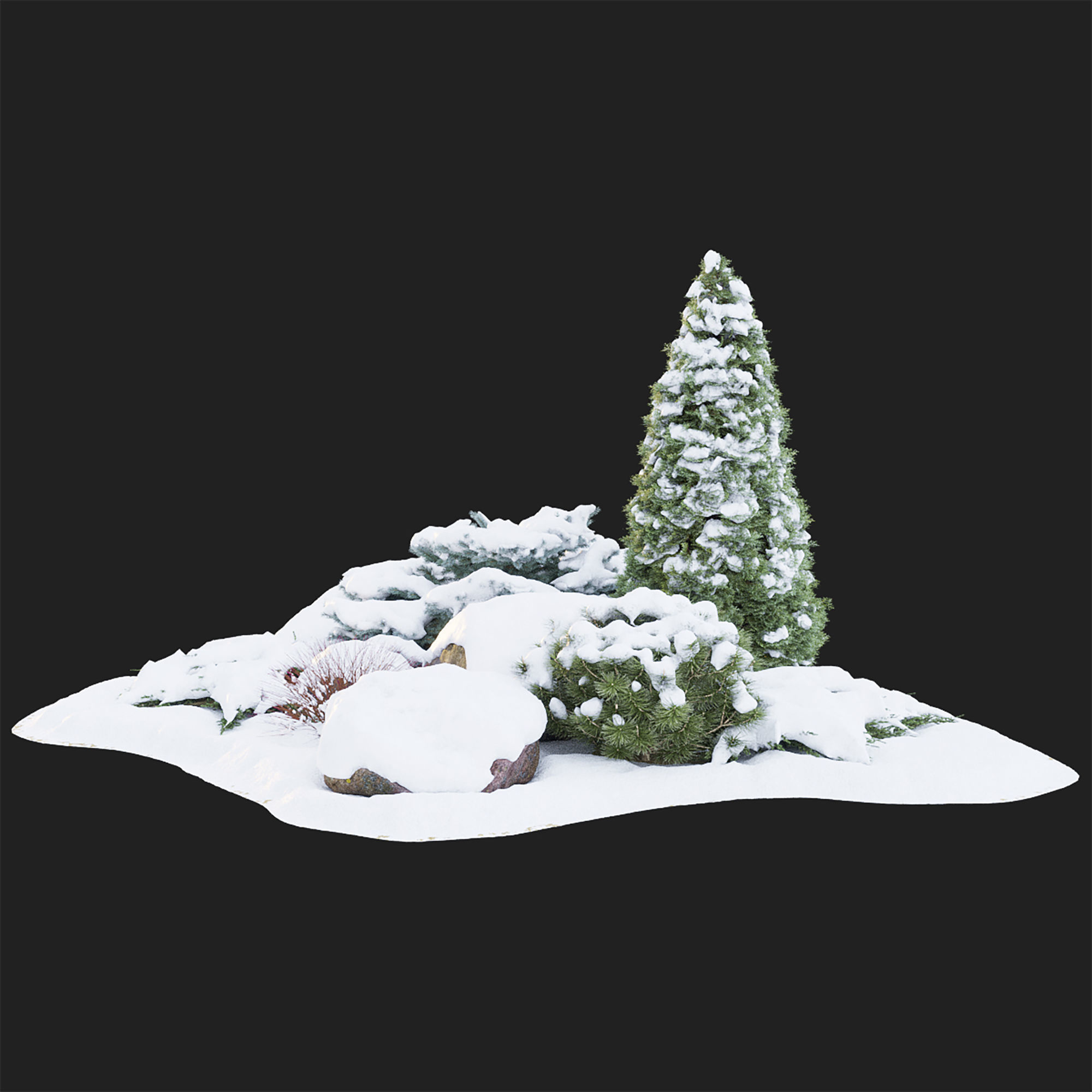 Alpine hill 01 Winter 3D model_3