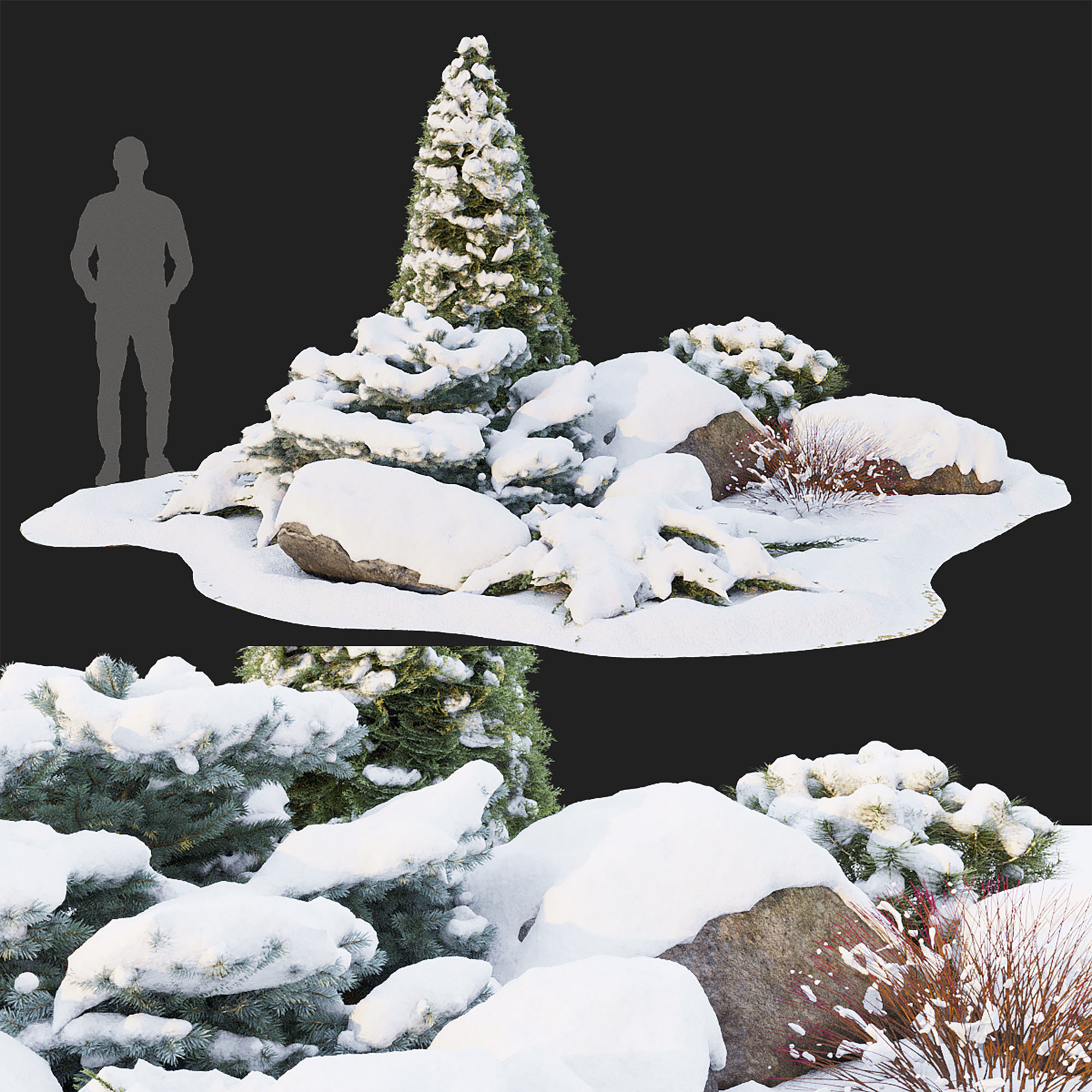 Alpine hill 01 Winter 3D model_5