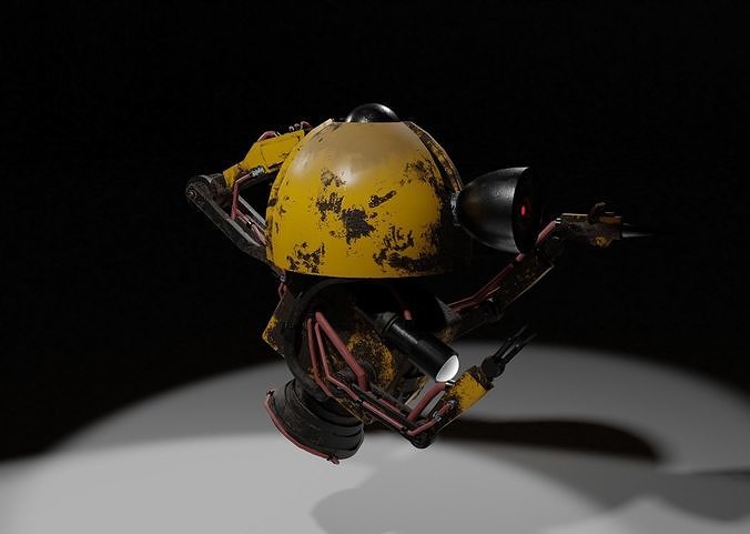 Old mechanical robot Low-poly 3D model