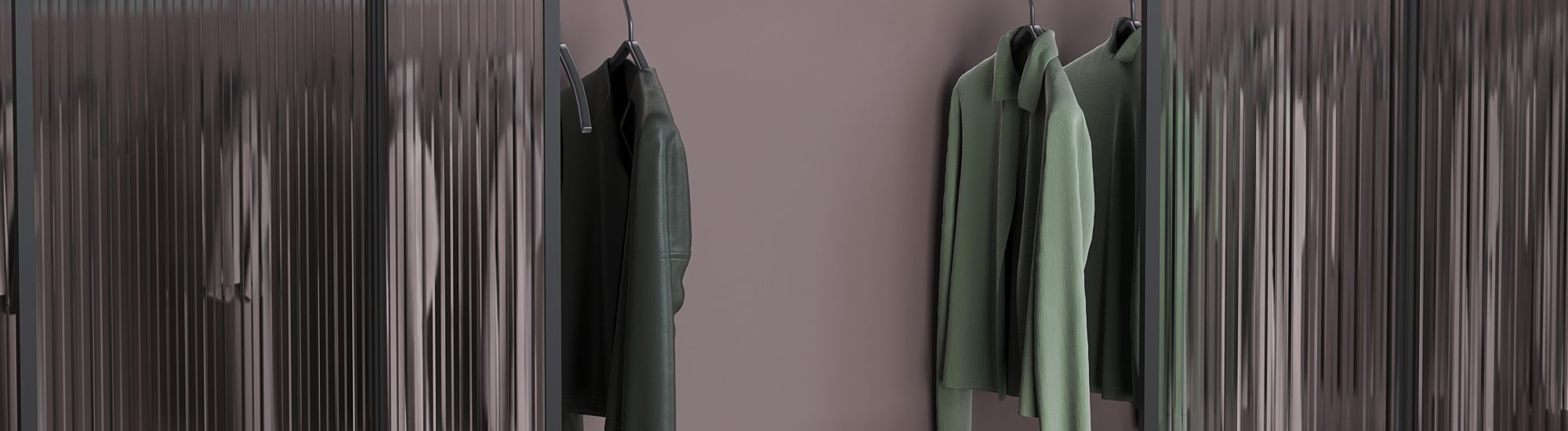 wardrobe closet with clothes hanging on shelves 3D model_6