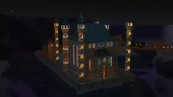 old castle  blender  castle and a few houses 